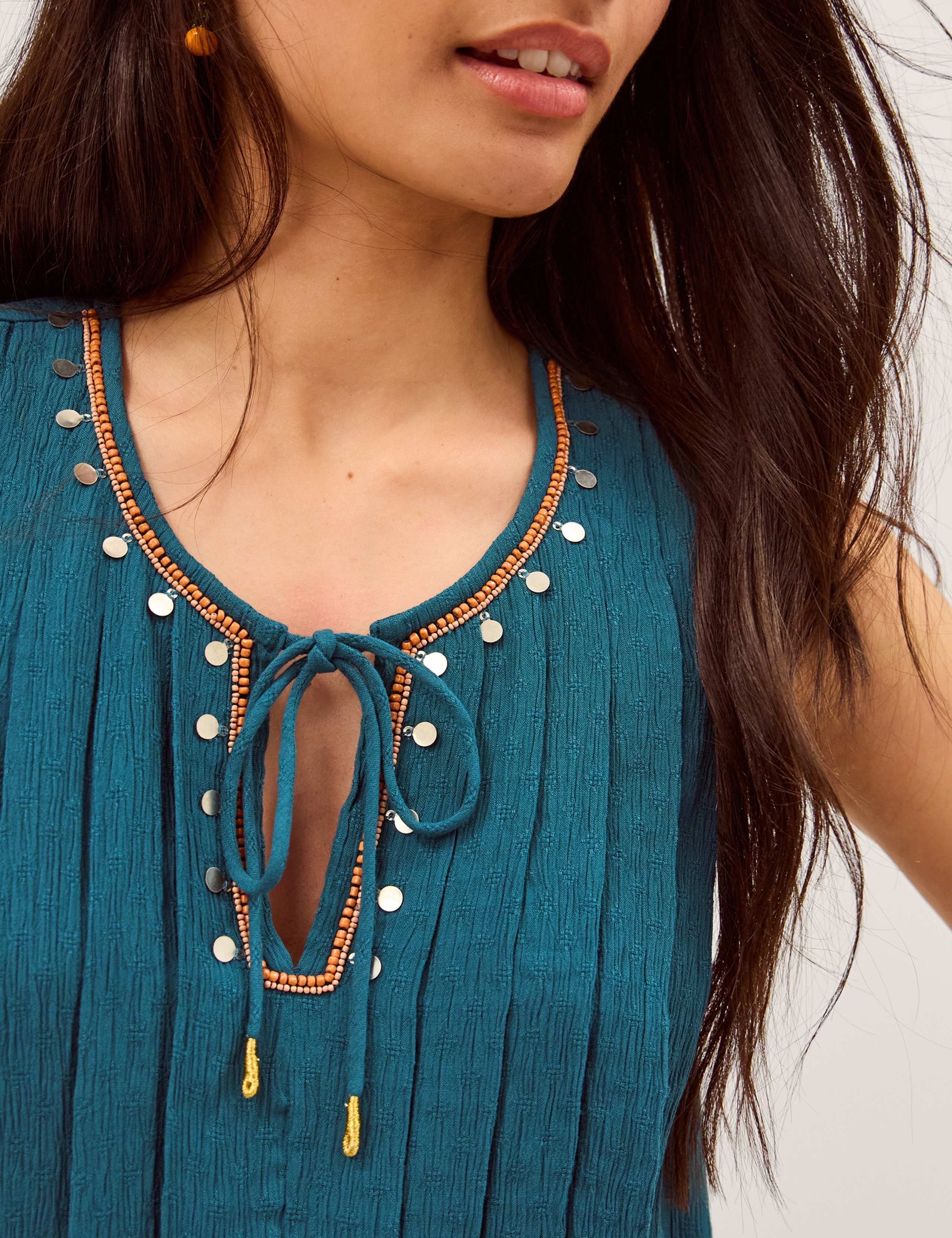 Embellished Pleated Tie Detail Tank Top 5 of 6