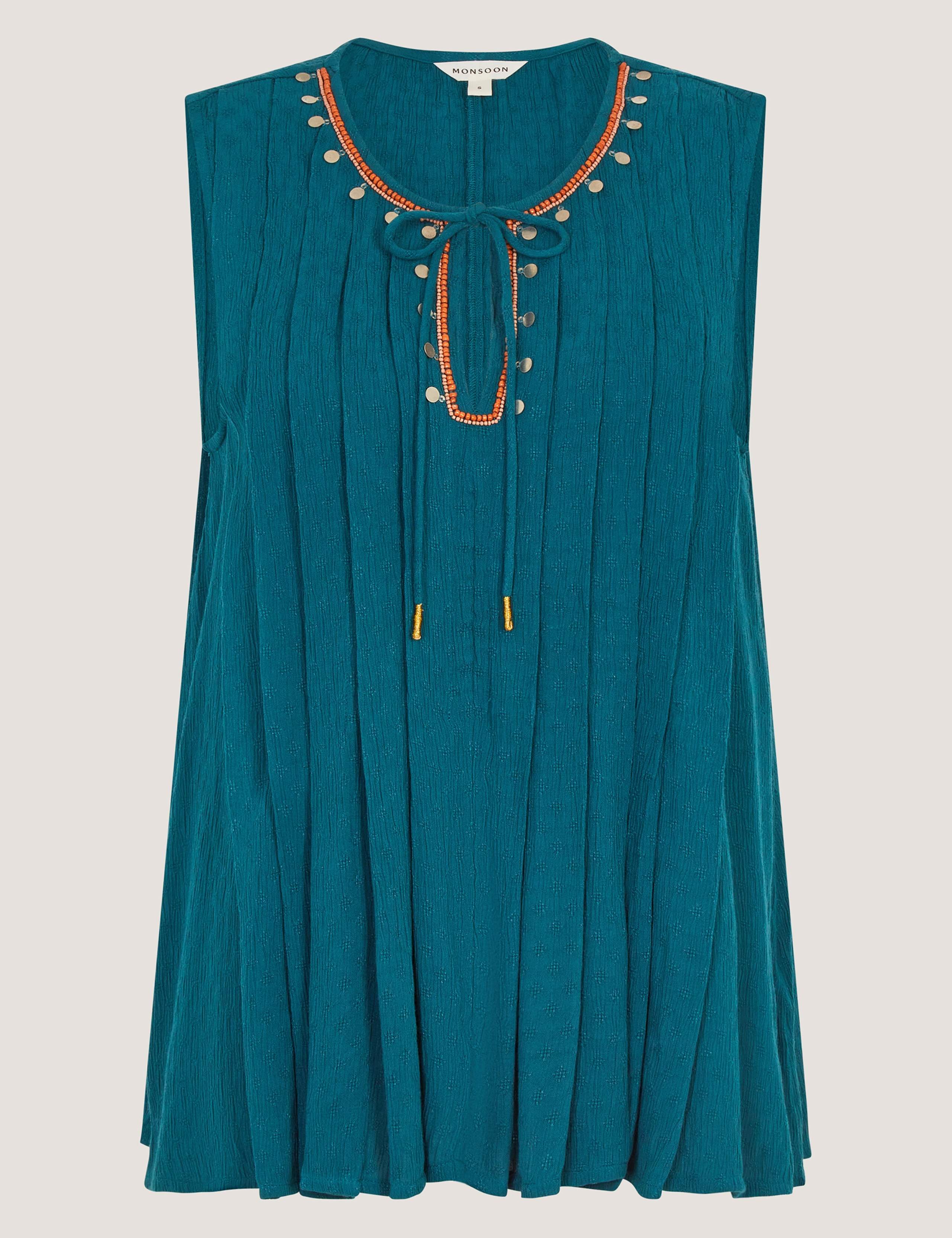 Embellished Pleated Tie Detail Tank Top 2 of 6