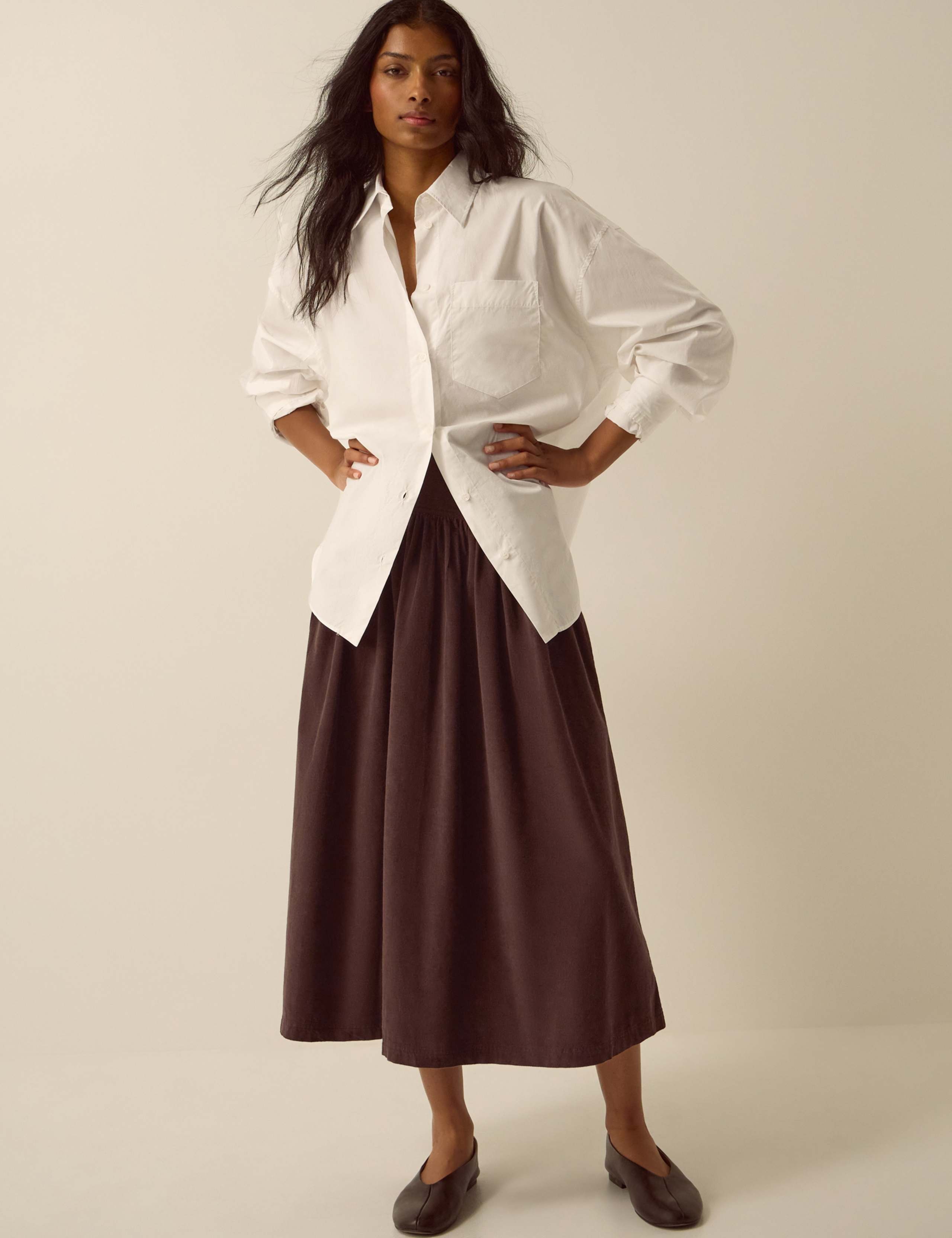 Cord Midi A Line Skirt 2 of 4