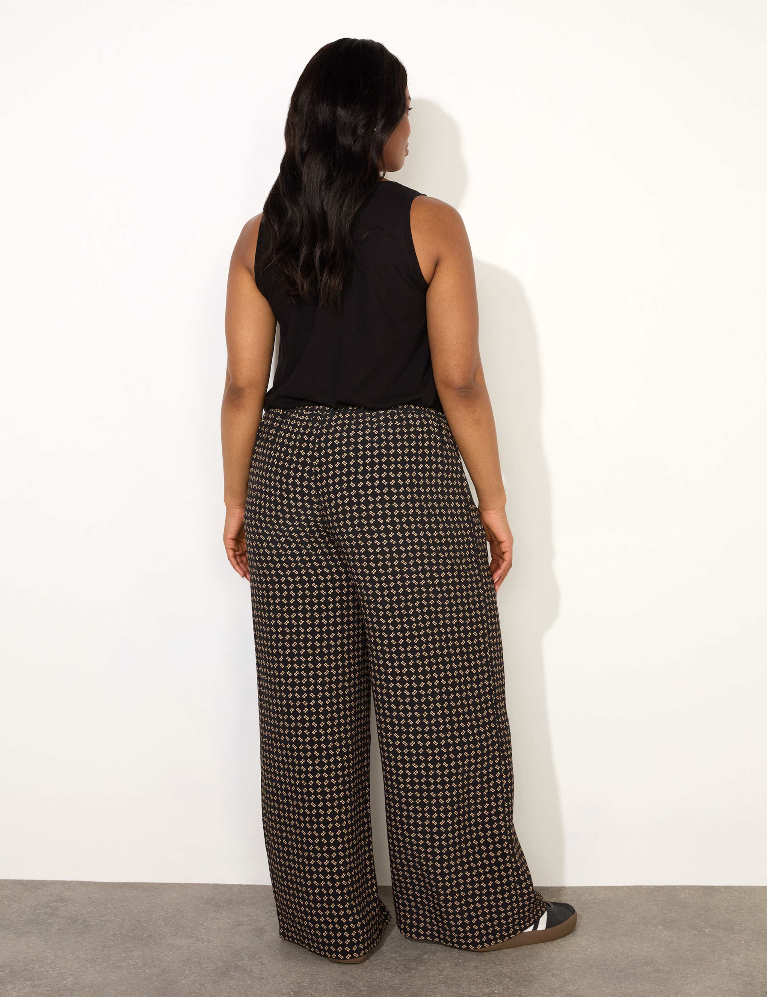 Geometric Elasticated Waist Wide Leg Trousers 3 of 4