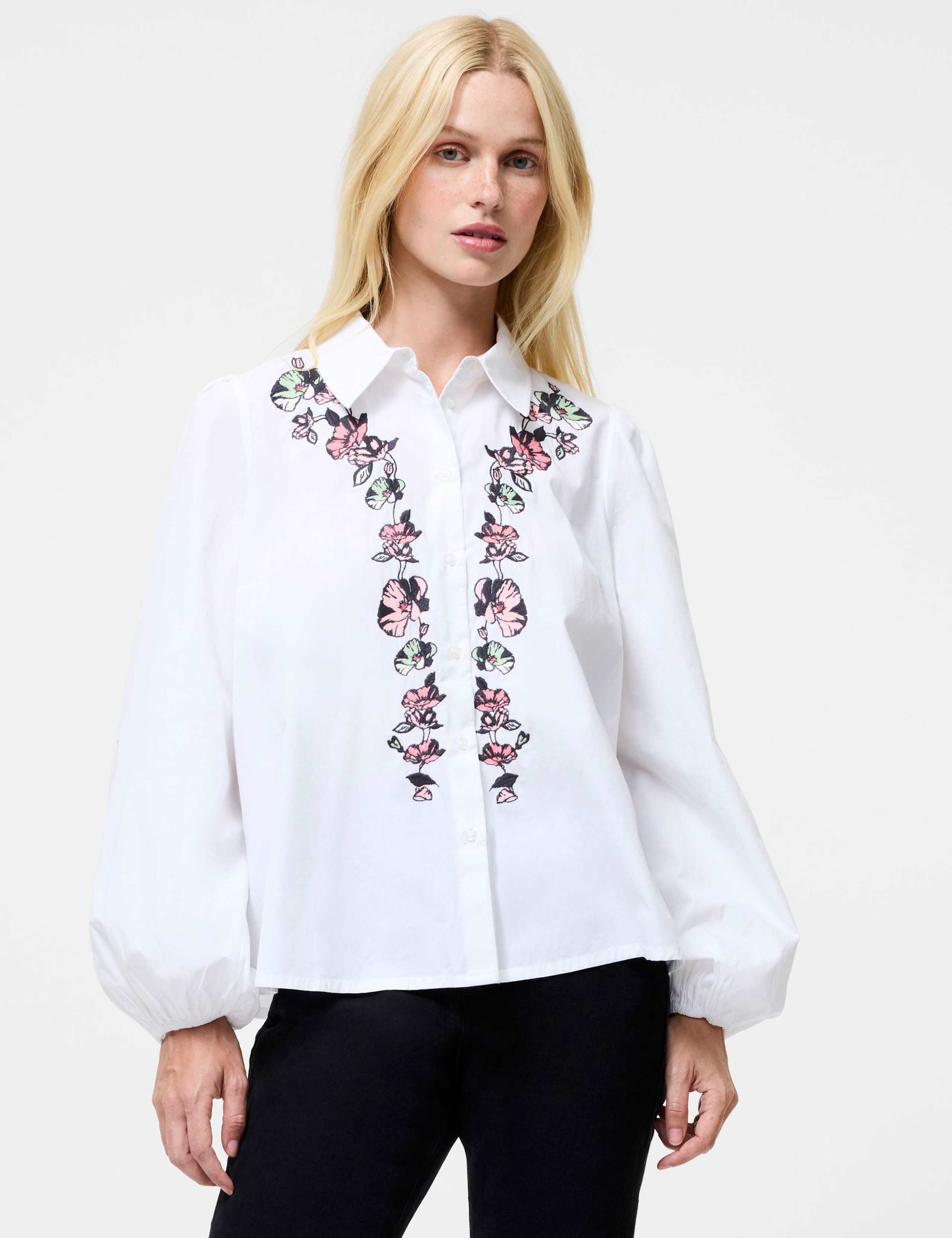 Pure Cotton Floral Embroidered Shirt 3 of 3