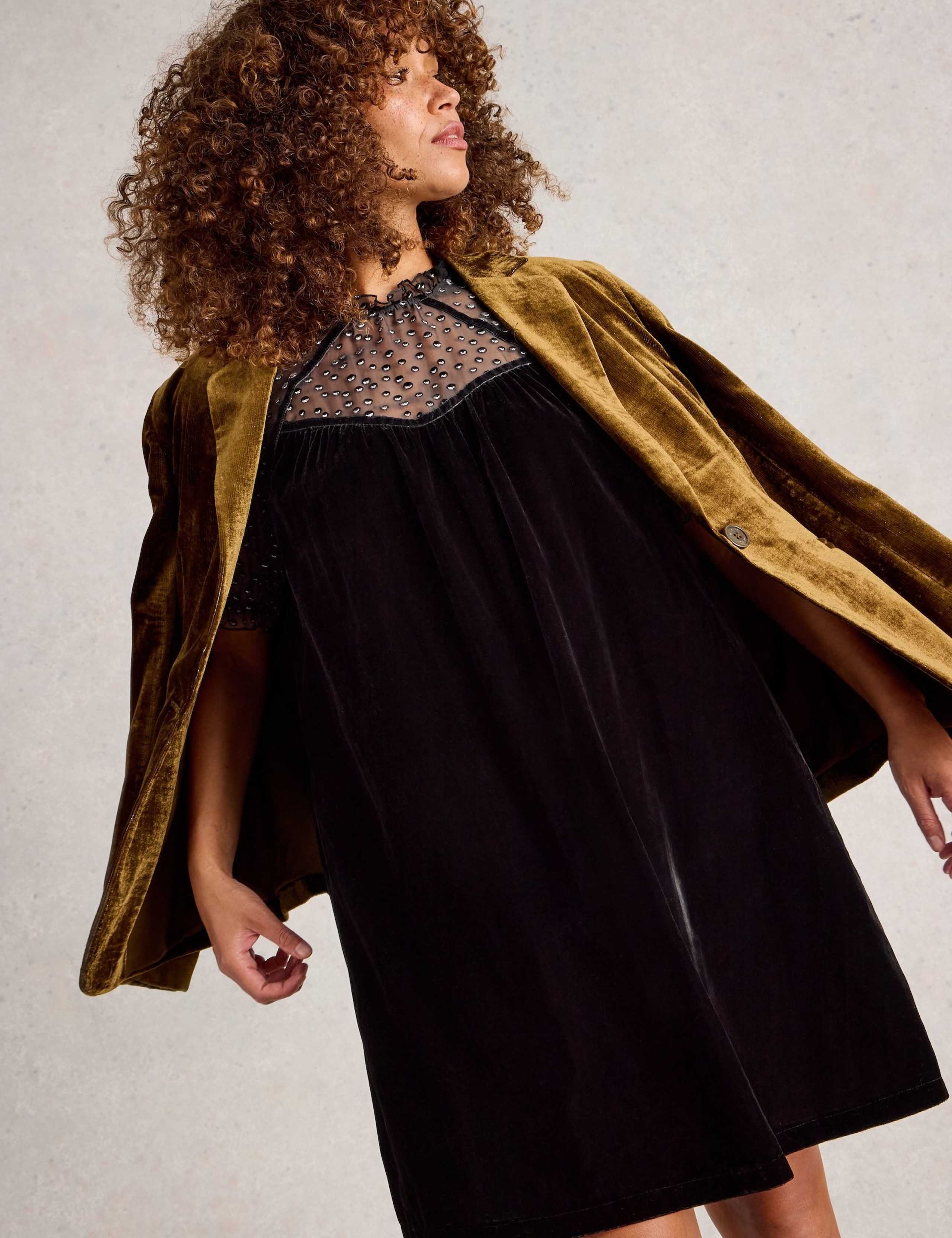 Velvet Embellished Knee Length Tea Dress 1 of 6