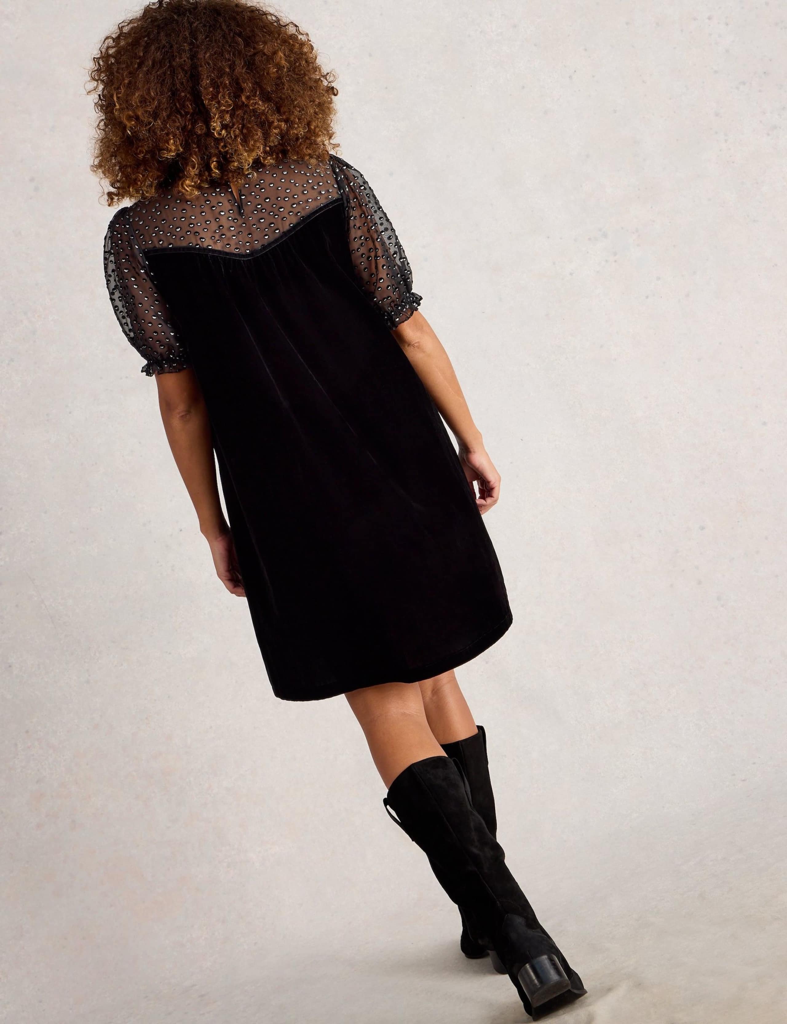 Velvet Embellished Knee Length Tea Dress 5 of 6