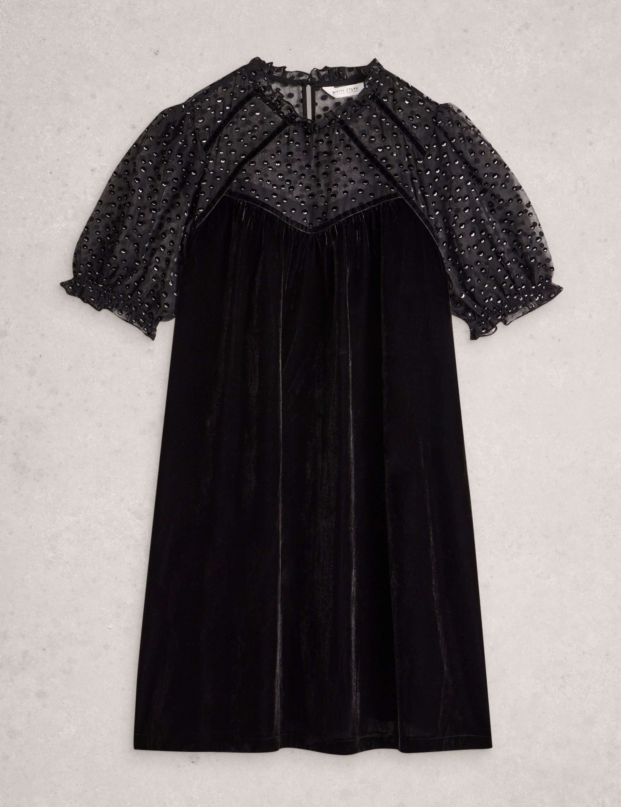 Velvet Embellished Knee Length Tea Dress 2 of 6