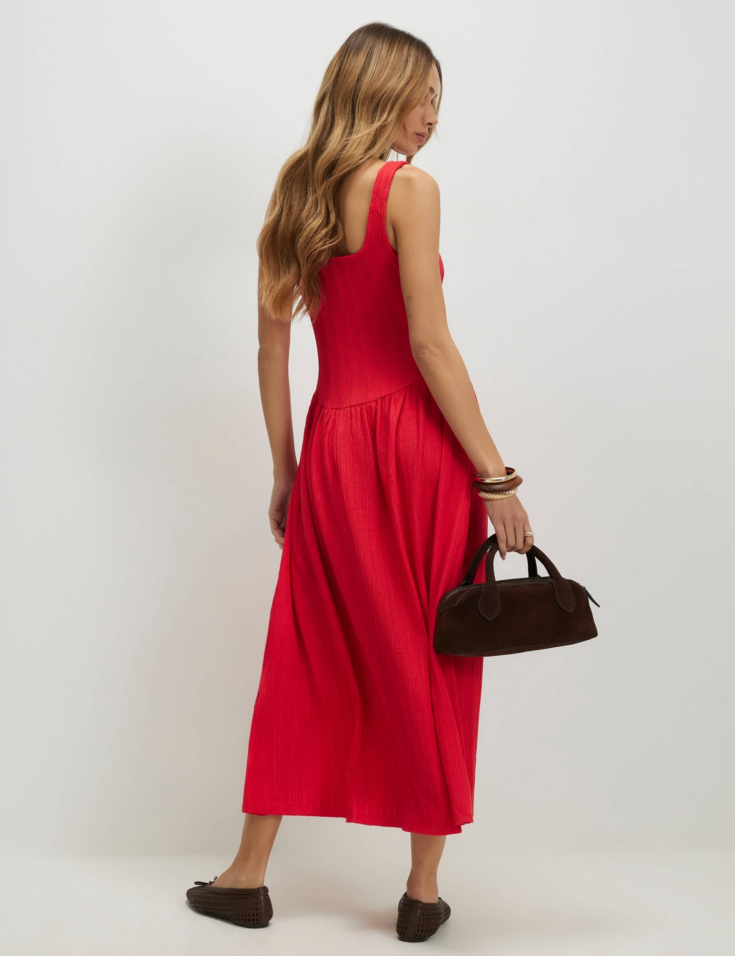 Textured Square Neck Midi Column Dress 4 of 4