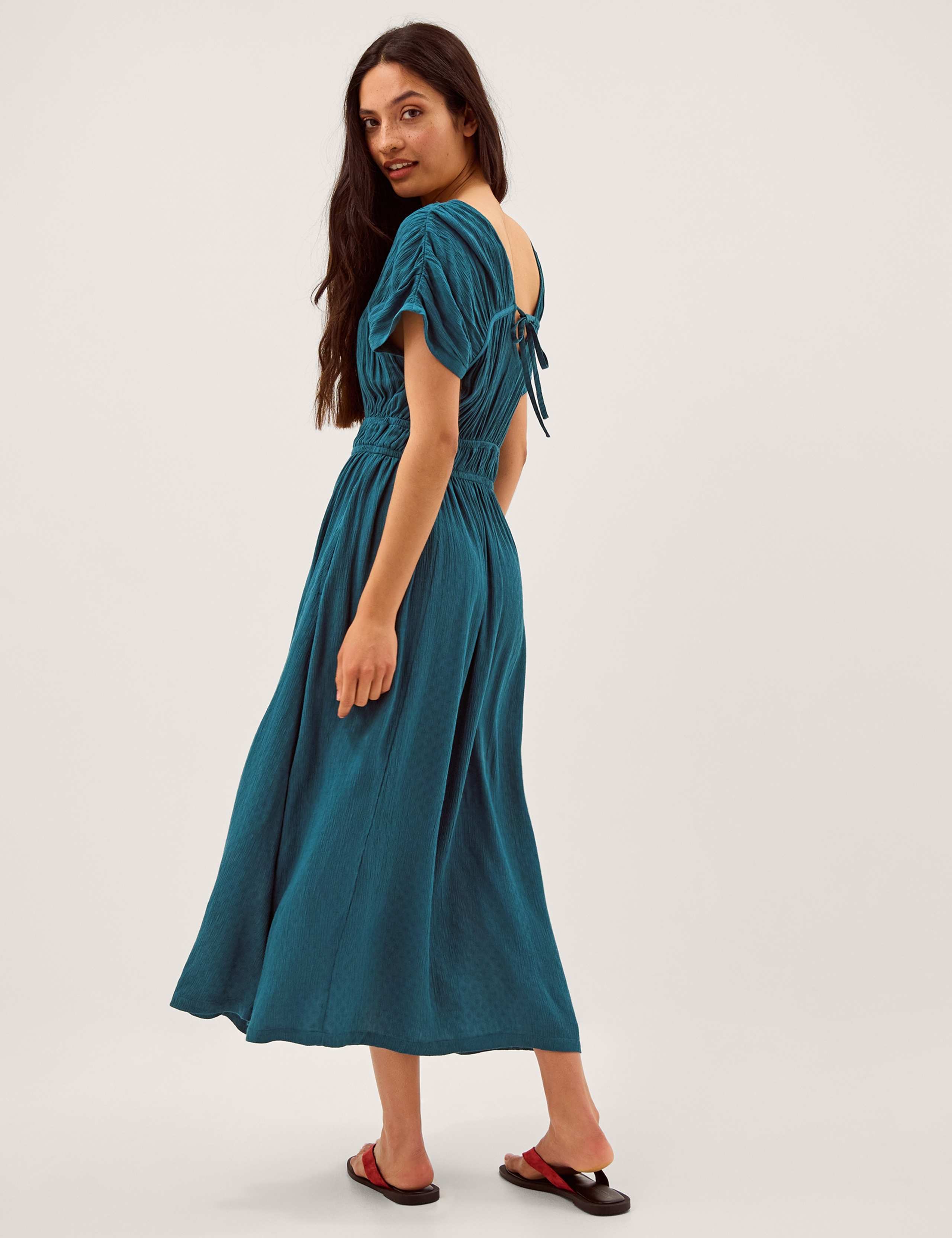 Embellished V-Neck Midi Smock Dress 3 of 5