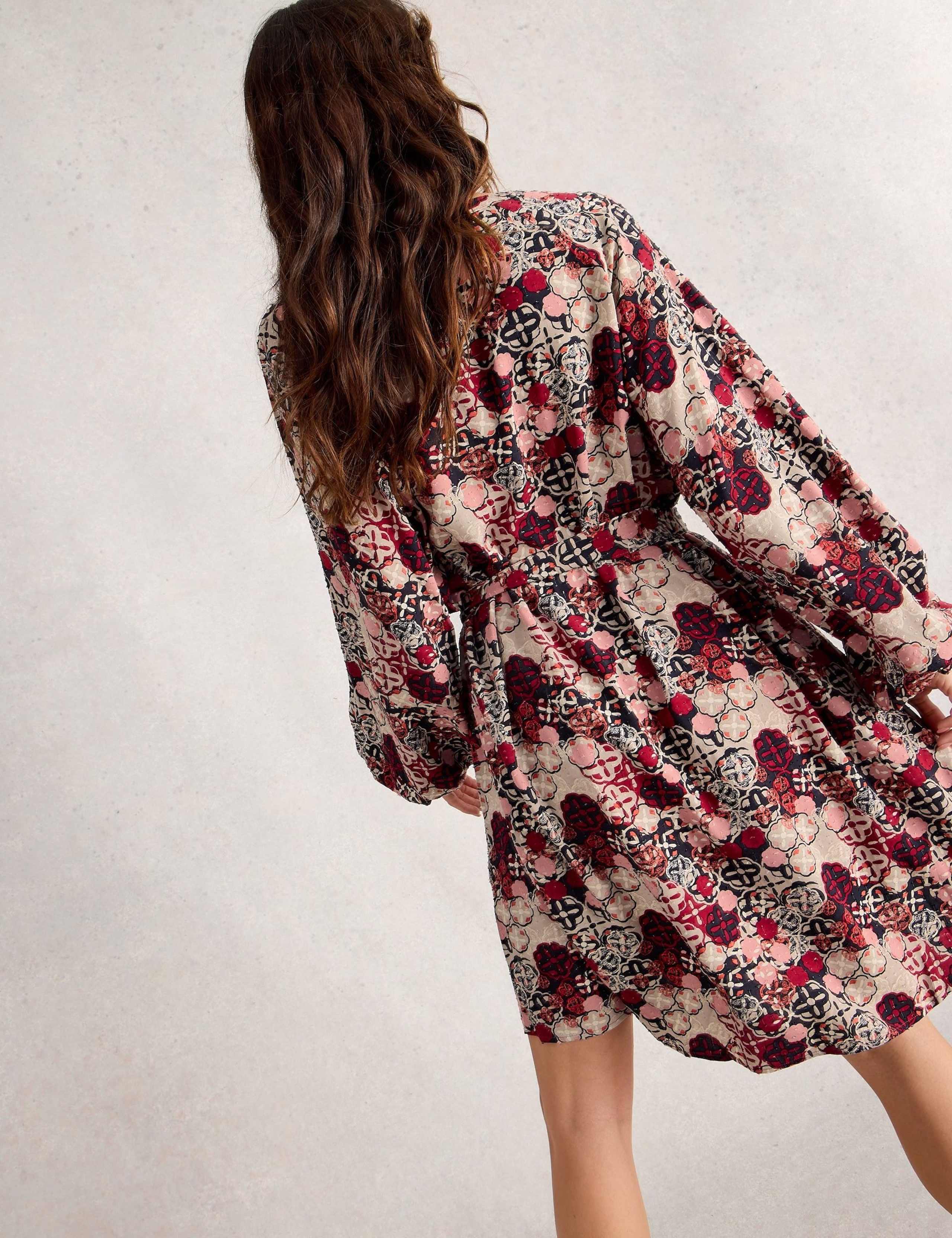 Floral Round Neck Knee Length Shirt Dress 4 of 6