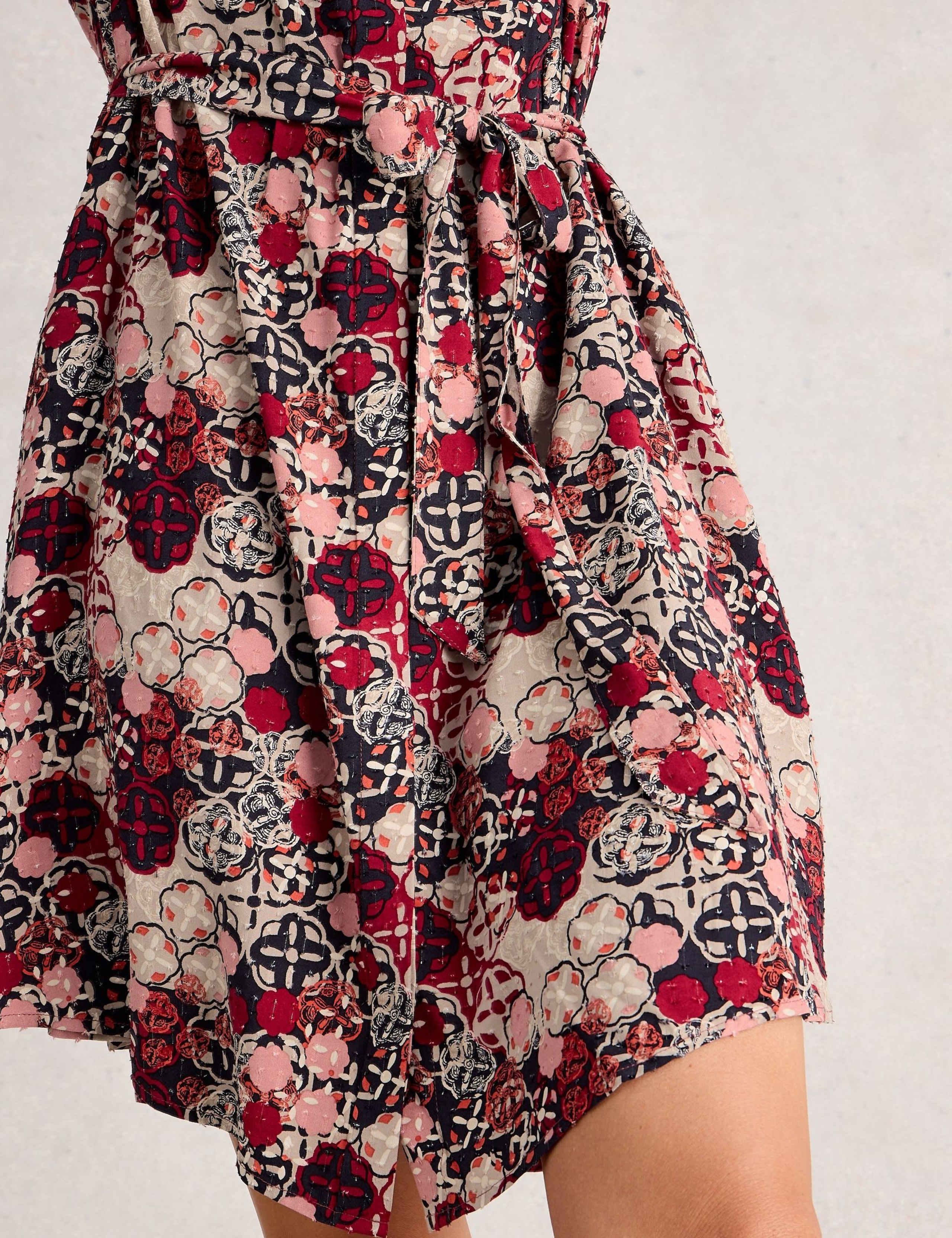 Floral Round Neck Knee Length Shirt Dress 5 of 6