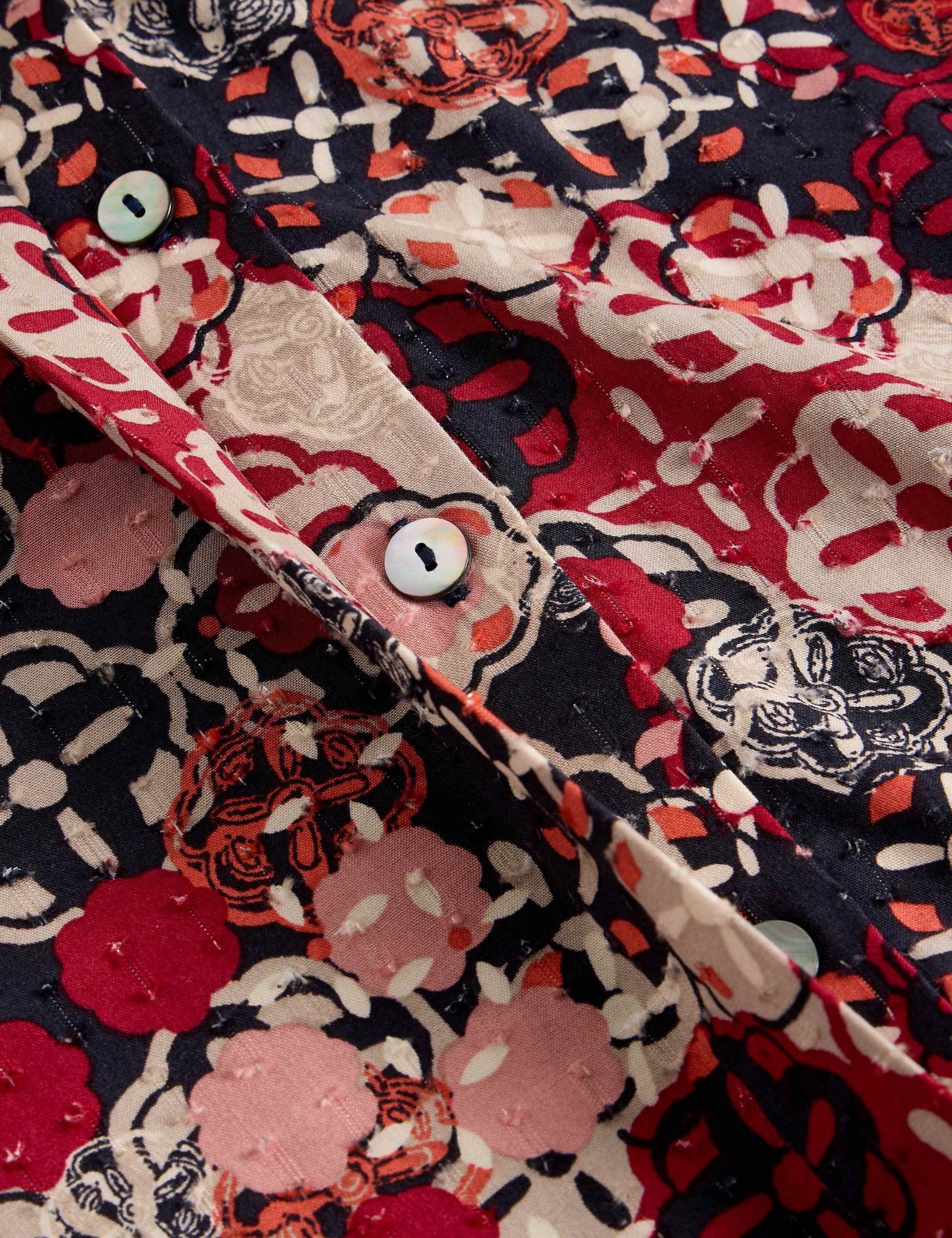 Floral Round Neck Knee Length Shirt Dress 6 of 6