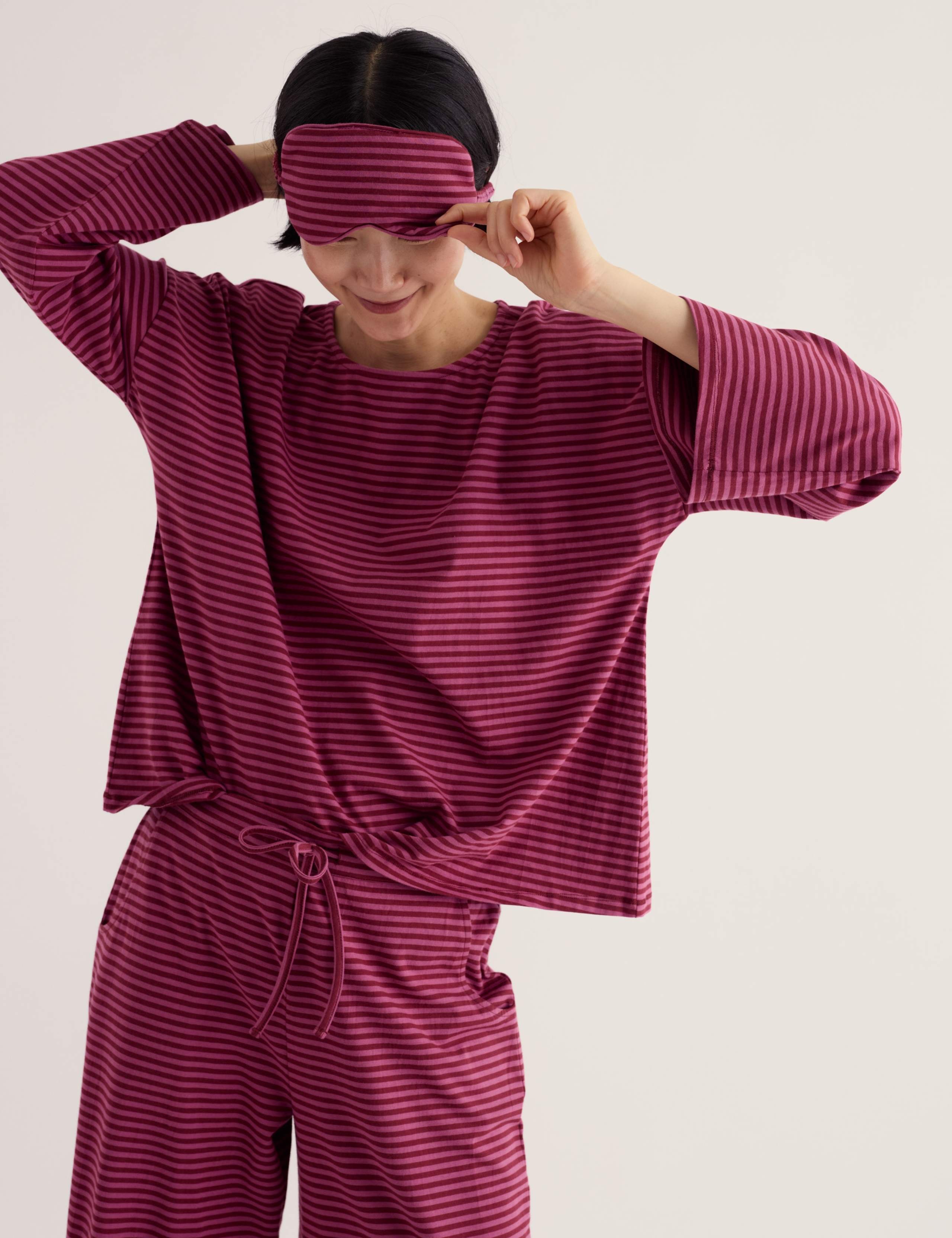 Cotton Rich Striped Pyjama Set with Eye Mask 5 of 7