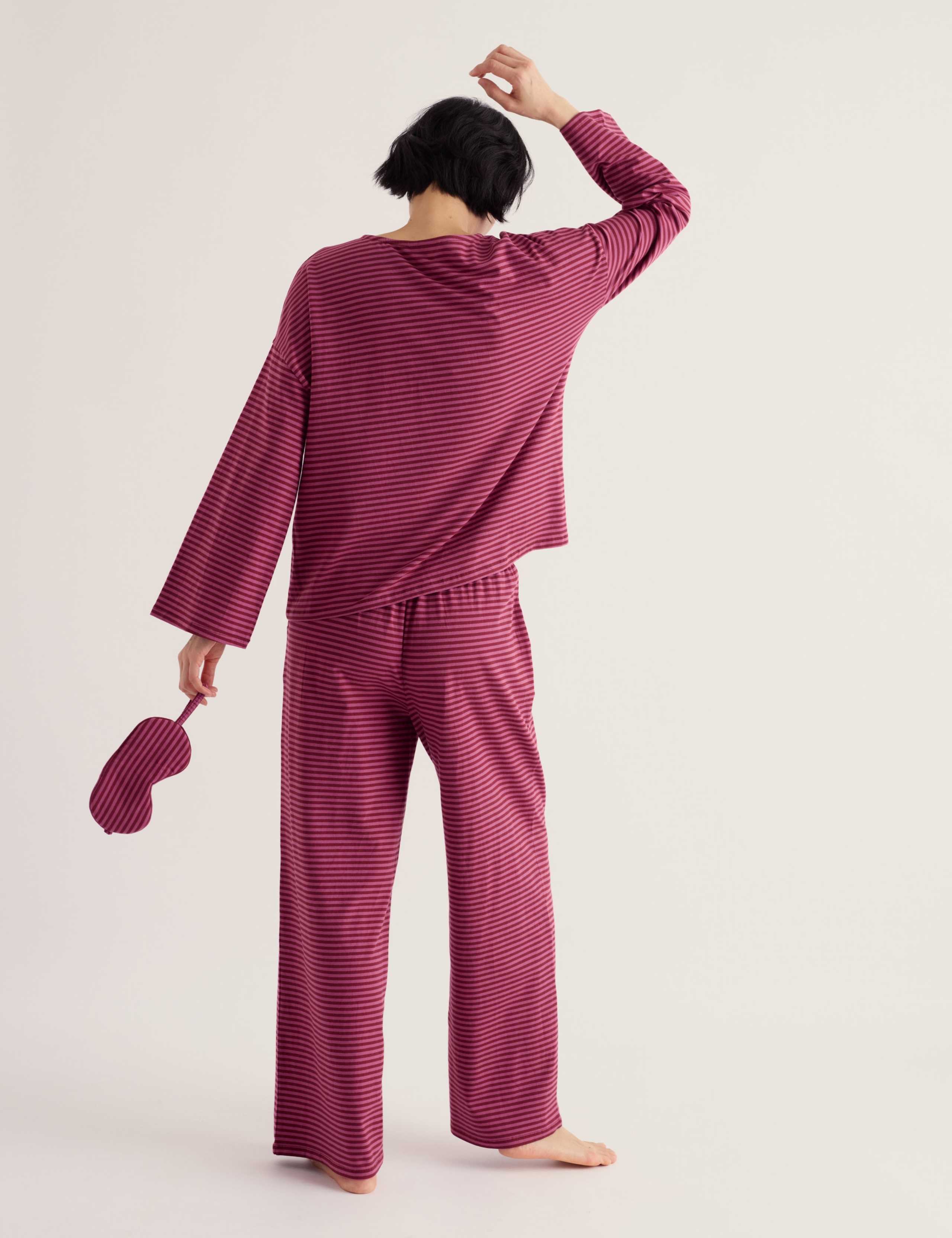 Cotton Rich Striped Pyjama Set with Eye Mask 6 of 7