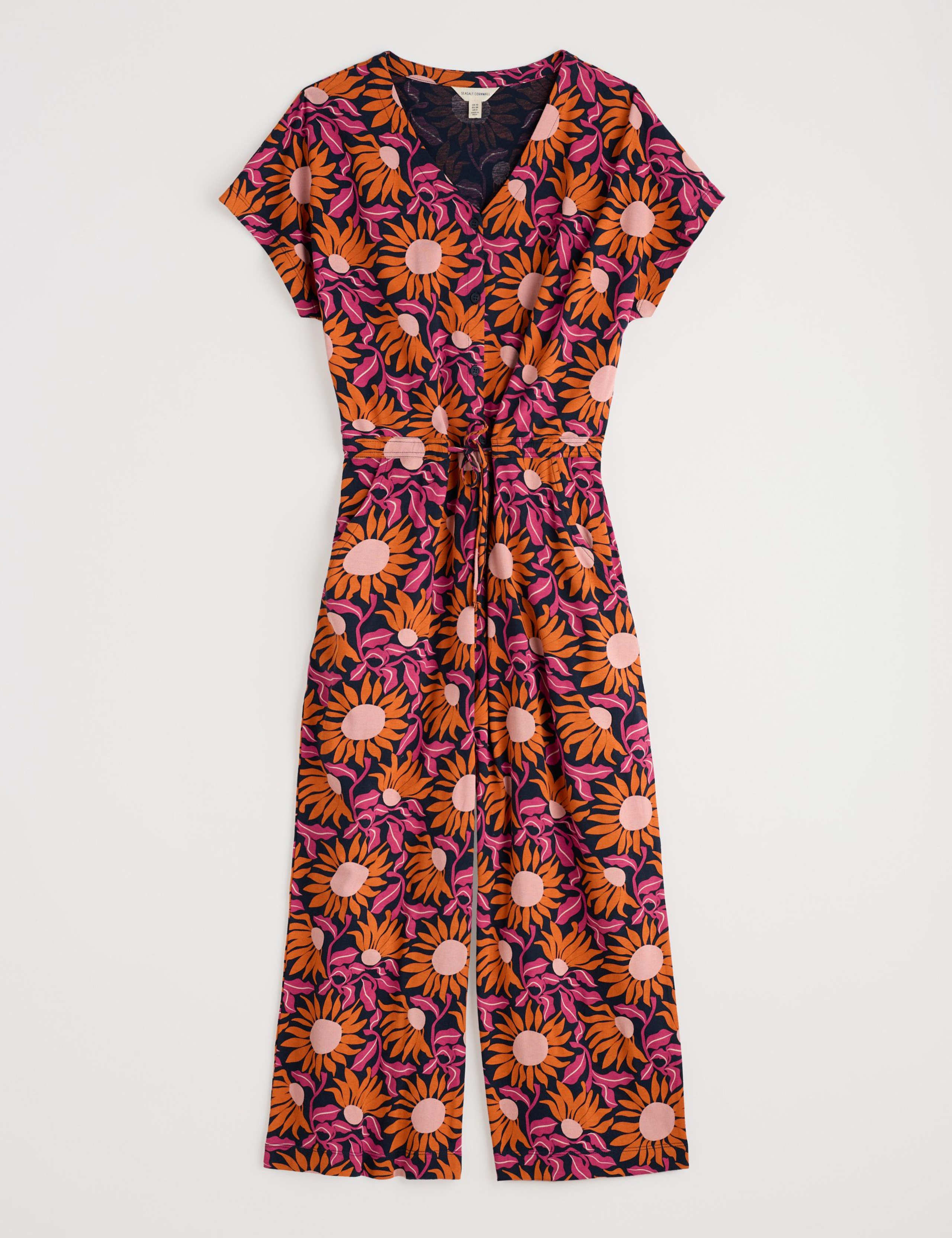 Cotton Rich Floral Cropped Wide Leg Jumpsuit 2 of 4