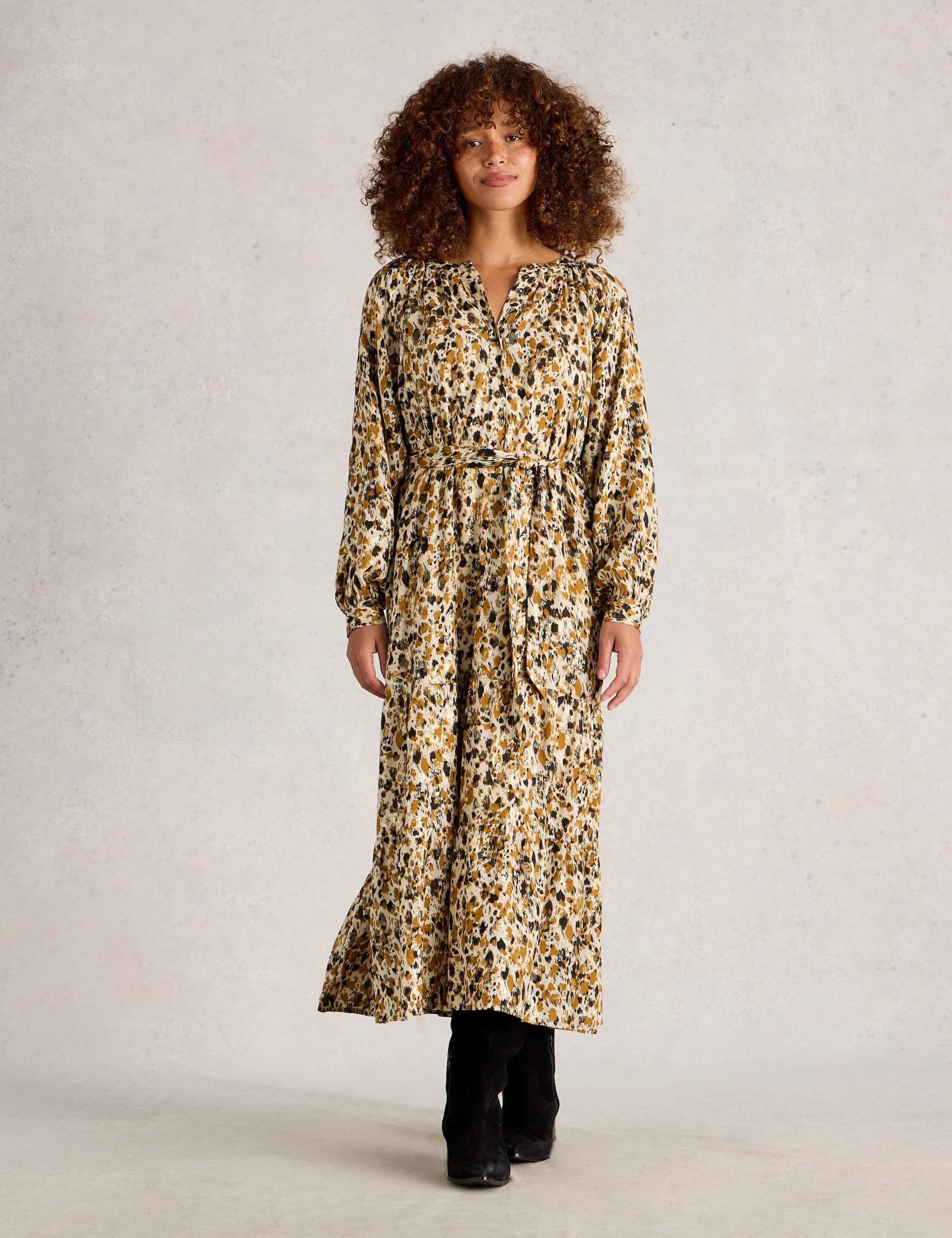 Metallic V-Neck Midaxi Waisted Dress 3 of 7