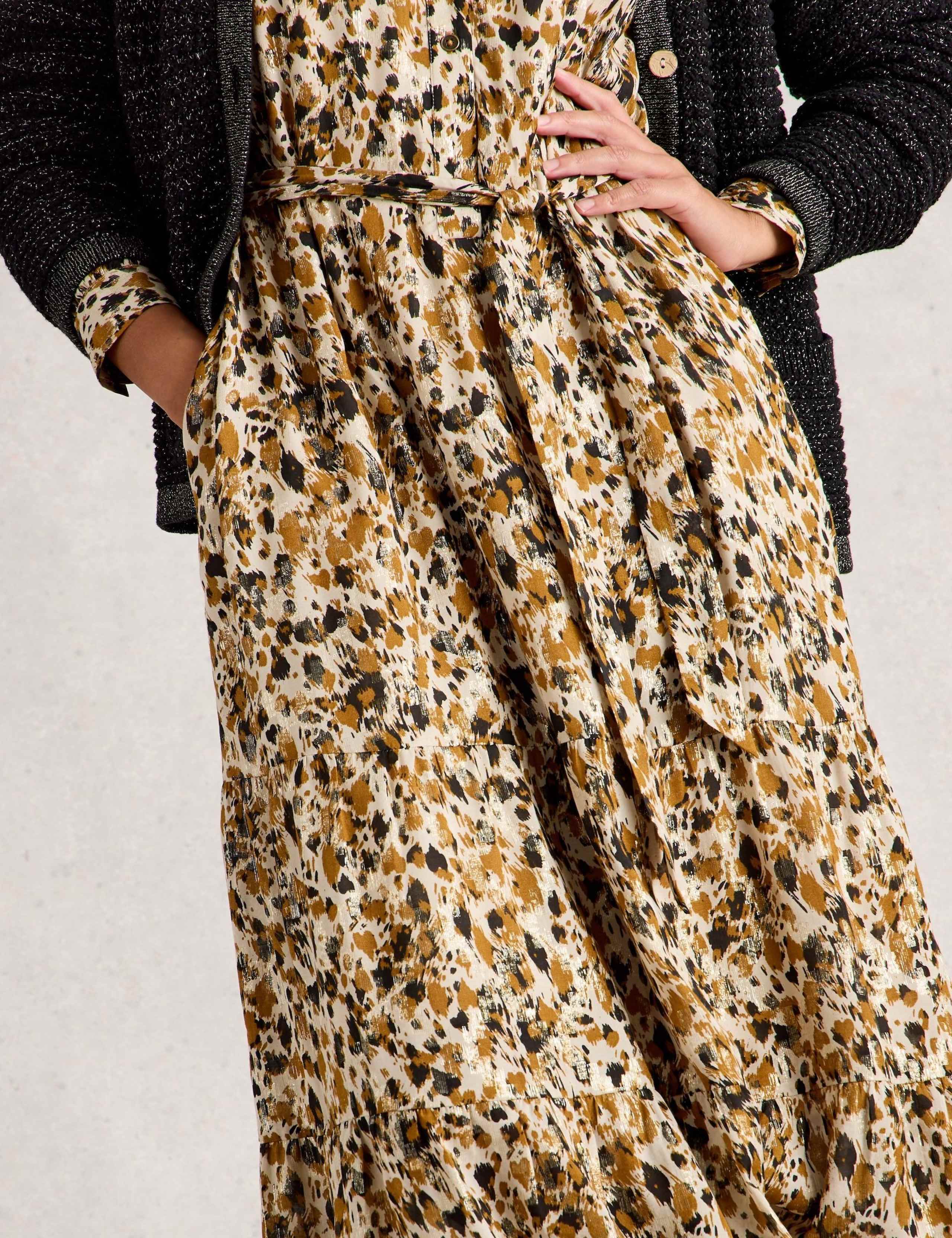 Metallic V-Neck Midaxi Waisted Dress 5 of 7