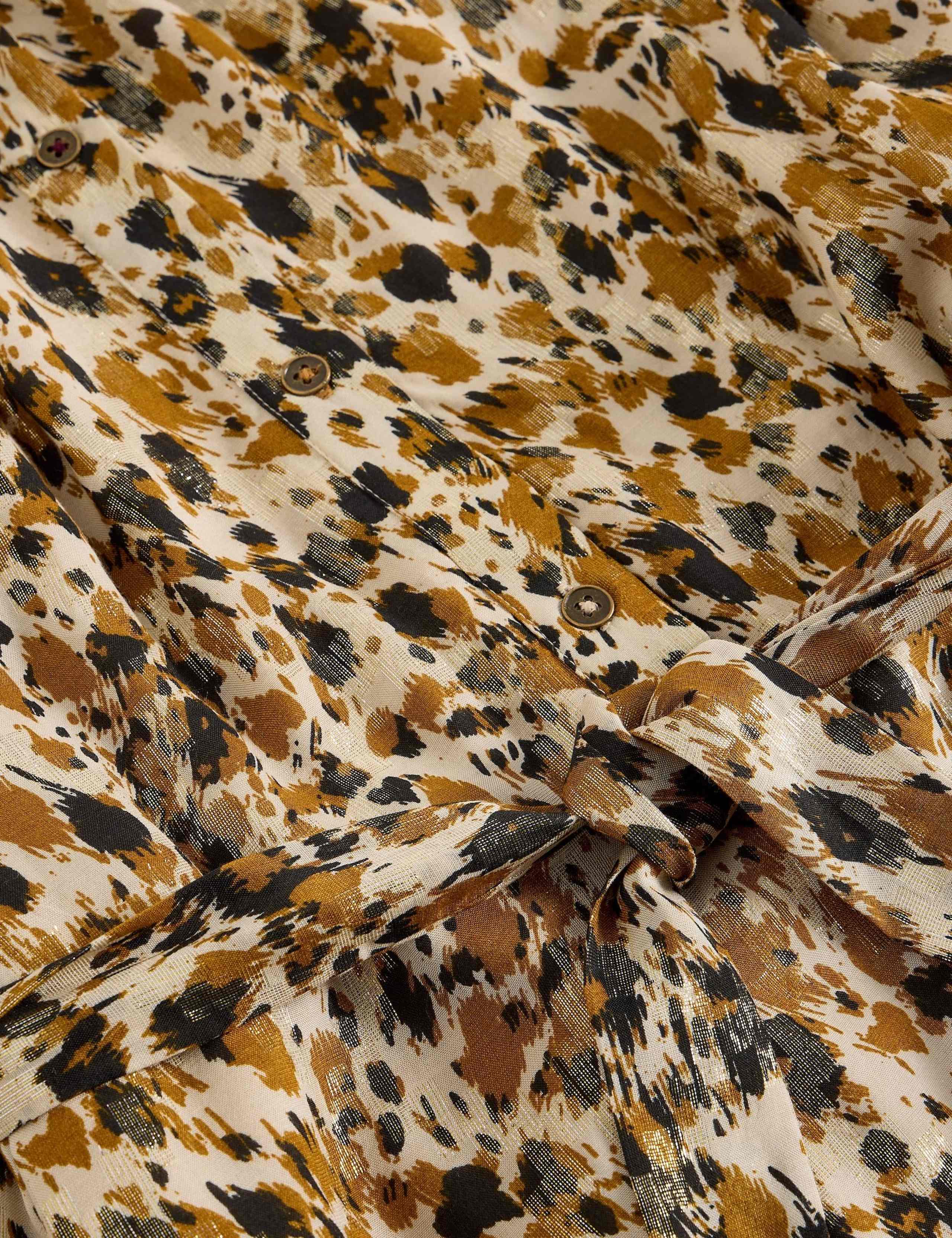 Metallic V-Neck Midaxi Waisted Dress 6 of 7