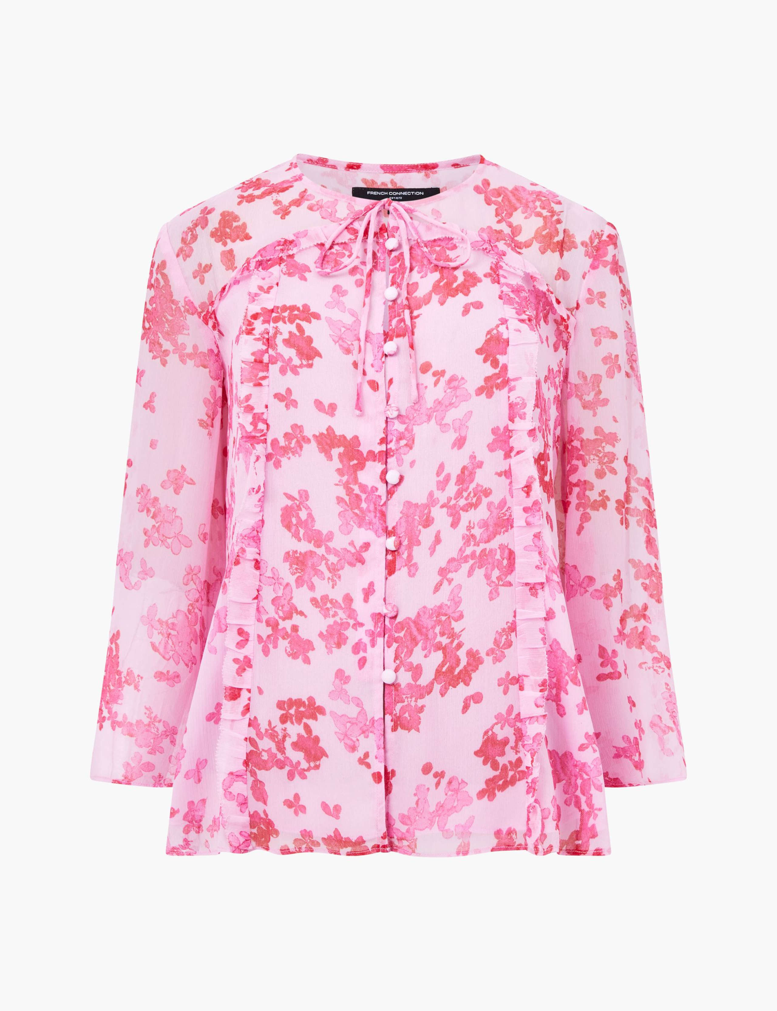 Pure Cotton Floral Tie Neck Blouse 2 of 3