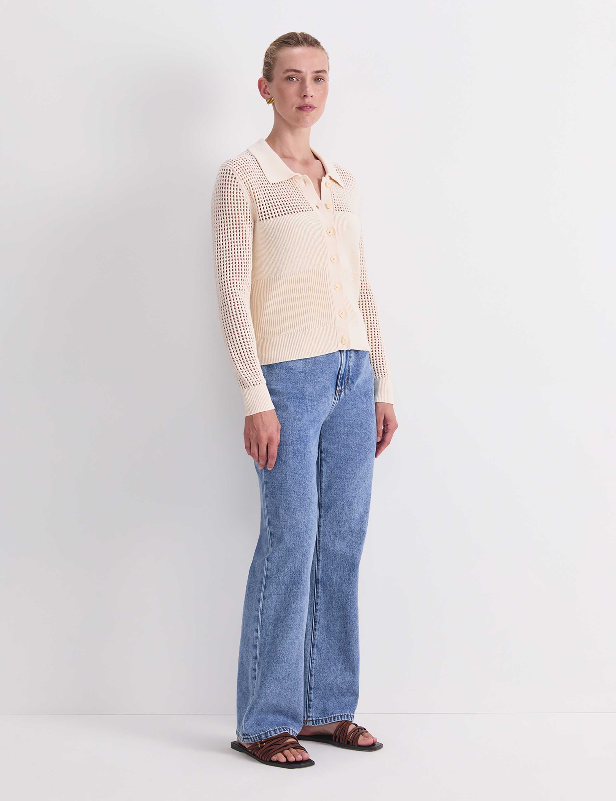 Pure Cotton Textured Pointelle Cardigan 3 of 7