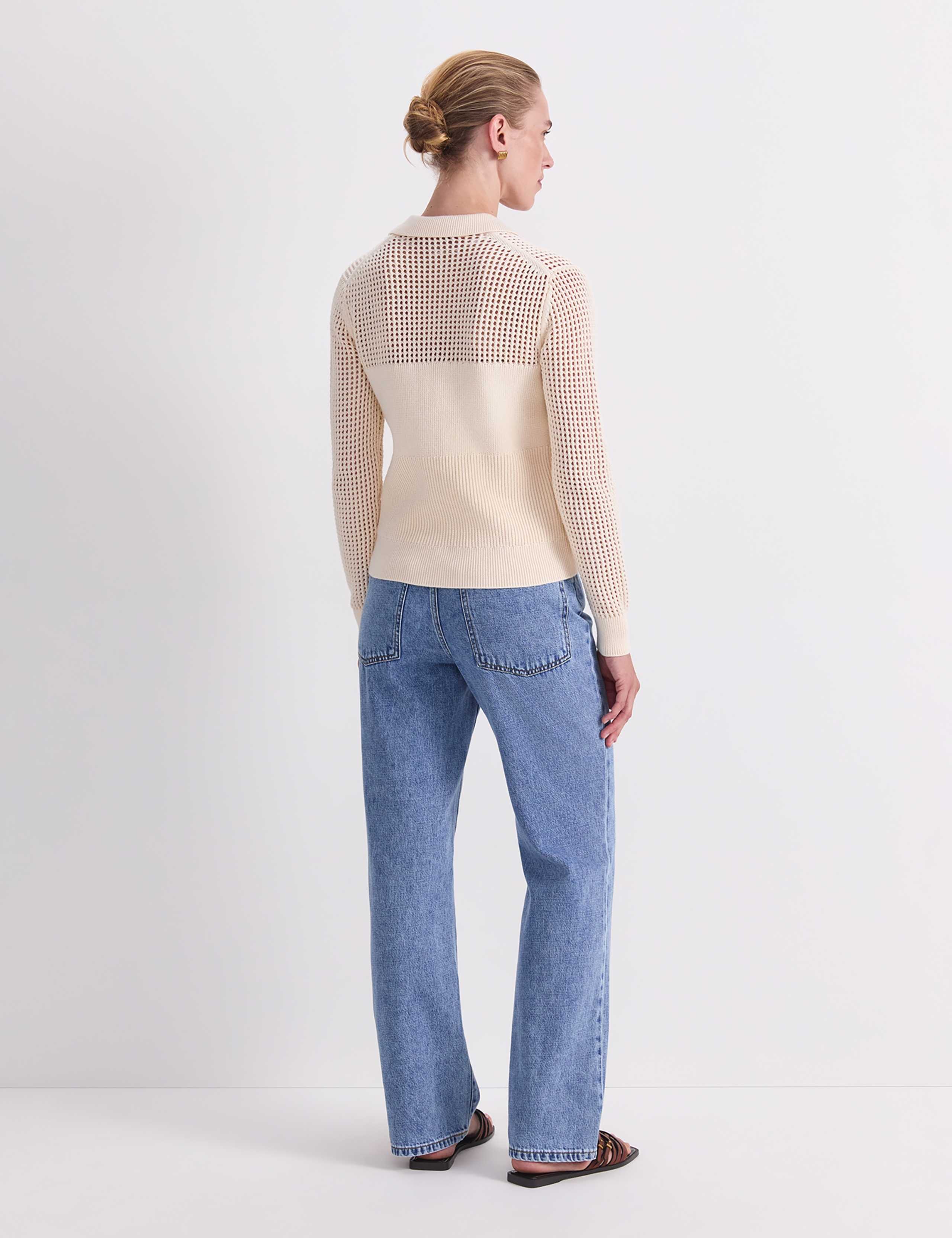 Pure Cotton Textured Pointelle Cardigan 4 of 7