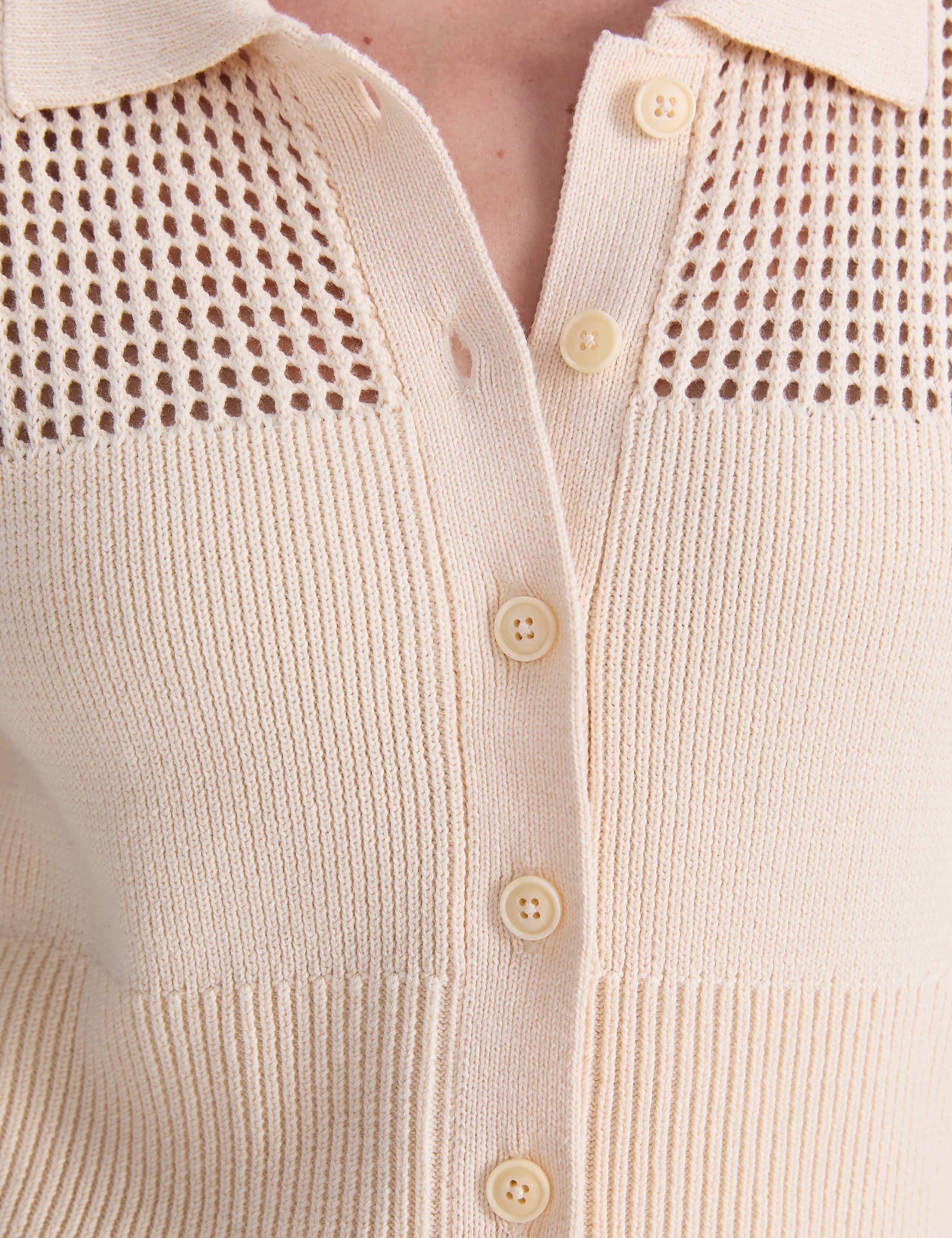 Pure Cotton Textured Pointelle Cardigan 7 of 7