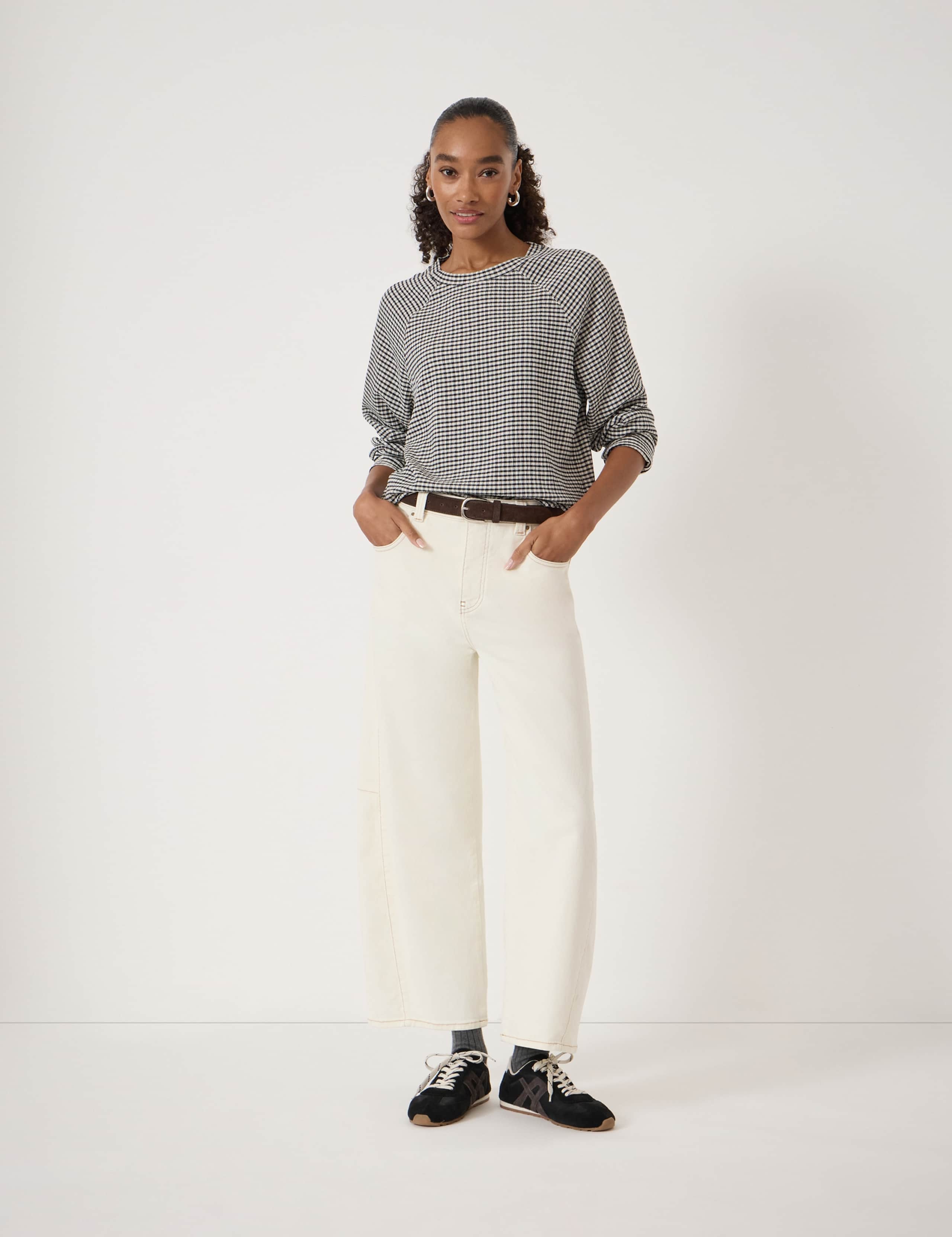Gingham Crew Neck Raglan Top 5 of 5