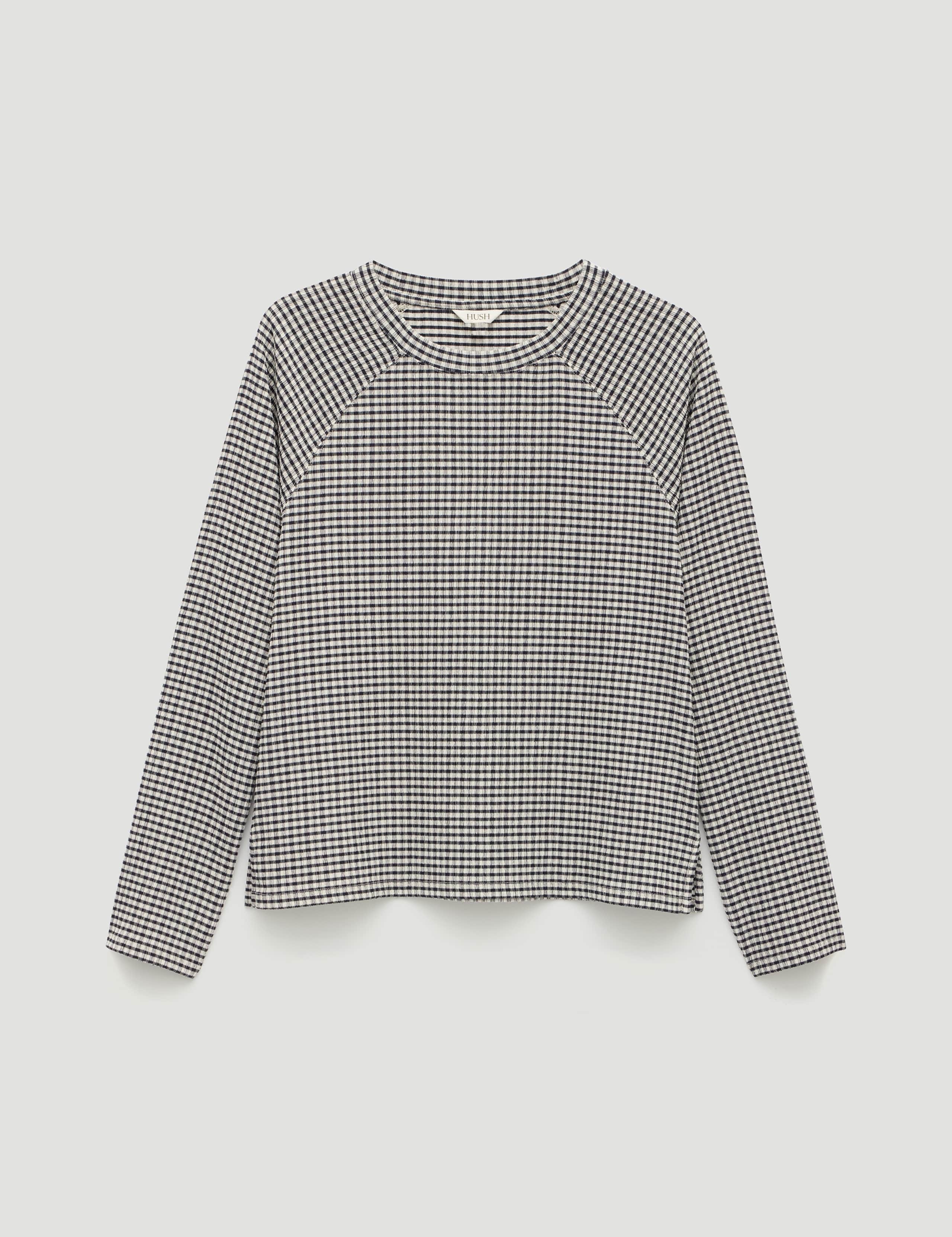 Gingham Crew Neck Raglan Top 2 of 5