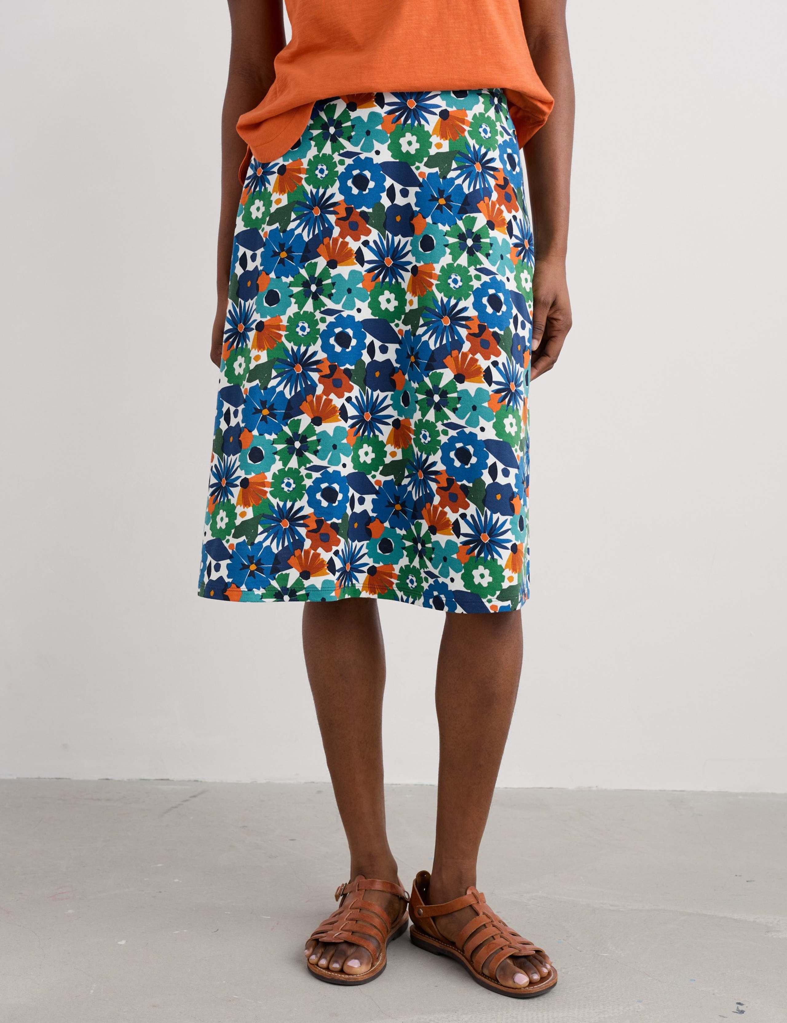Cotton Rich Floral Knee Length A-Line Skirt 3 of 4