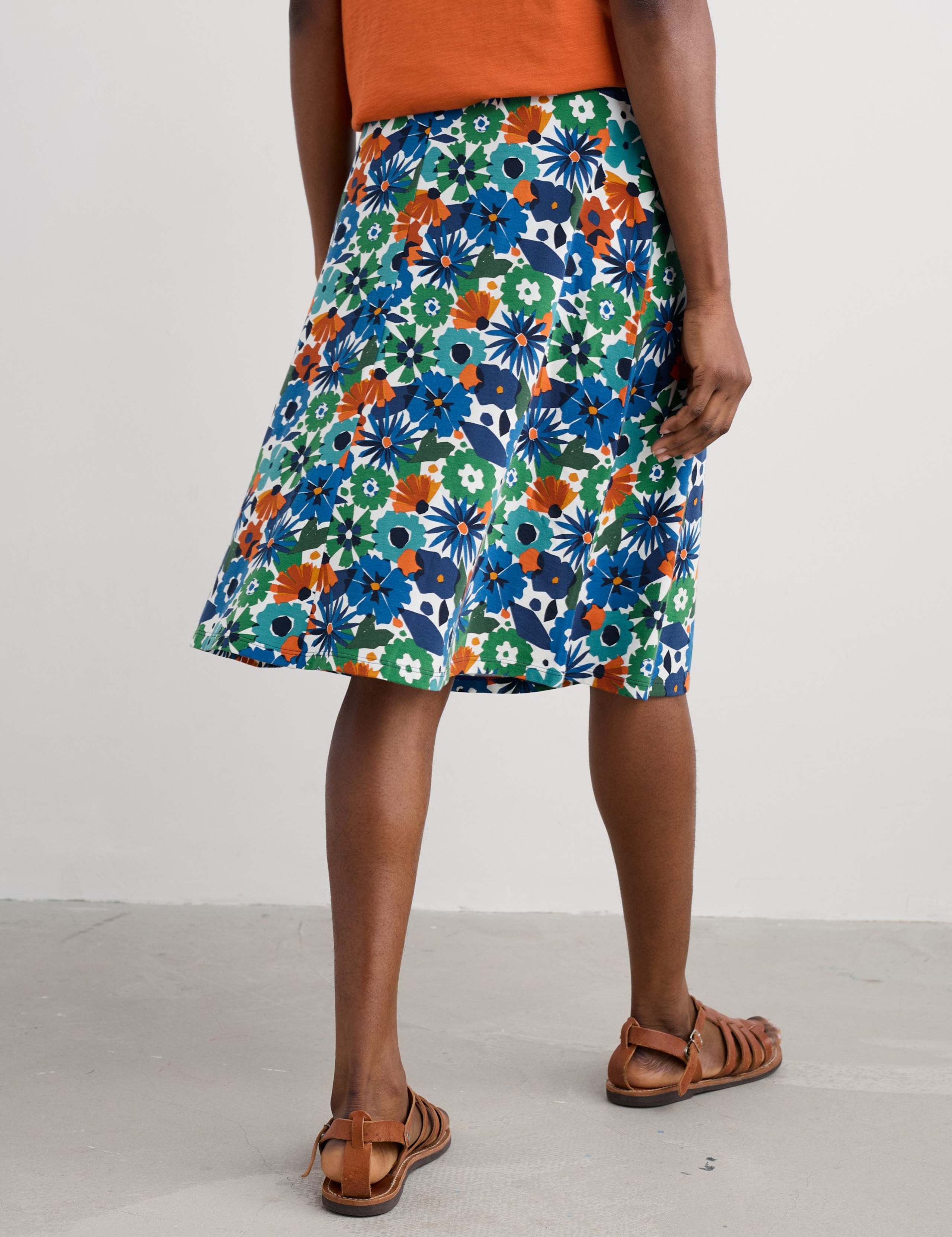 Cotton Rich Floral Knee Length A-Line Skirt 4 of 4