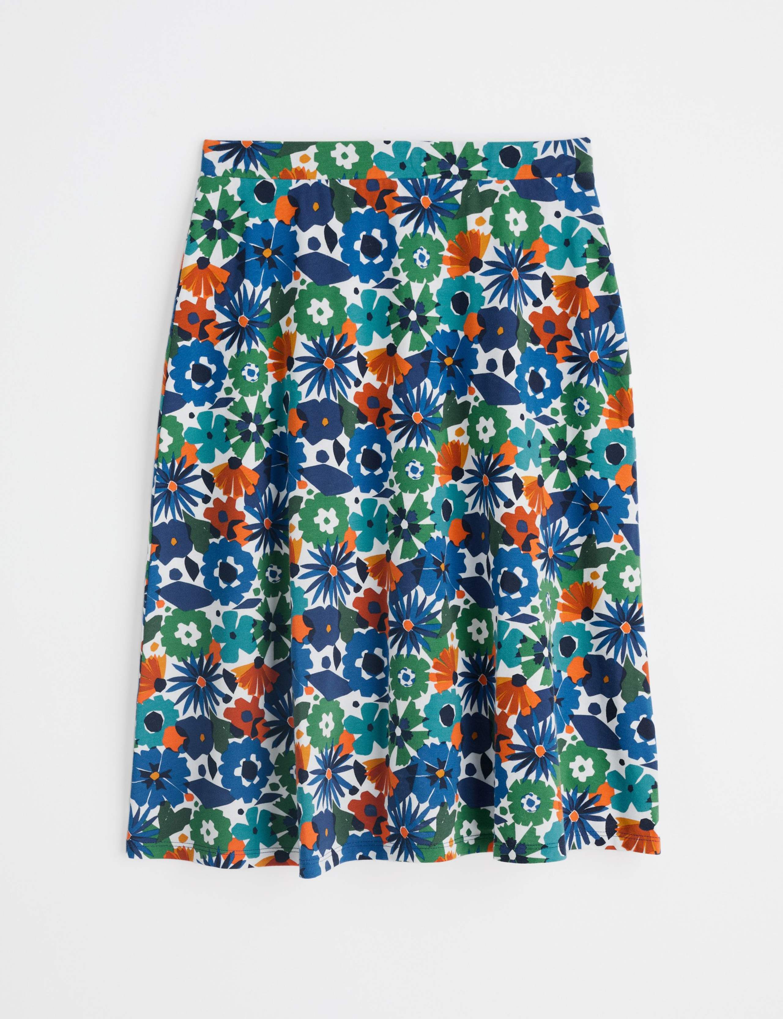 Cotton Rich Floral Knee Length A-Line Skirt 2 of 4