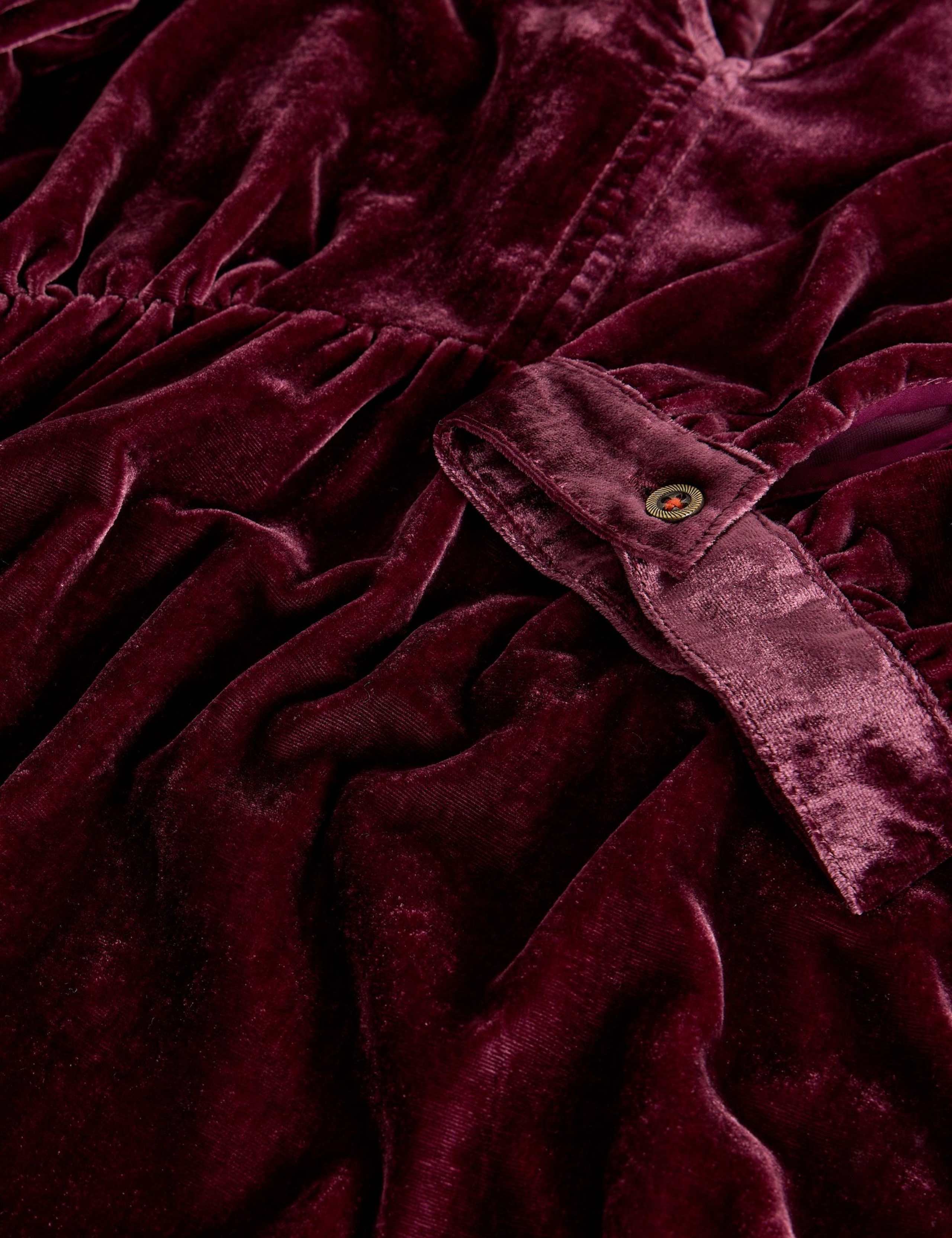 Velvet V-Neck Midi Waisted Dress 6 of 6