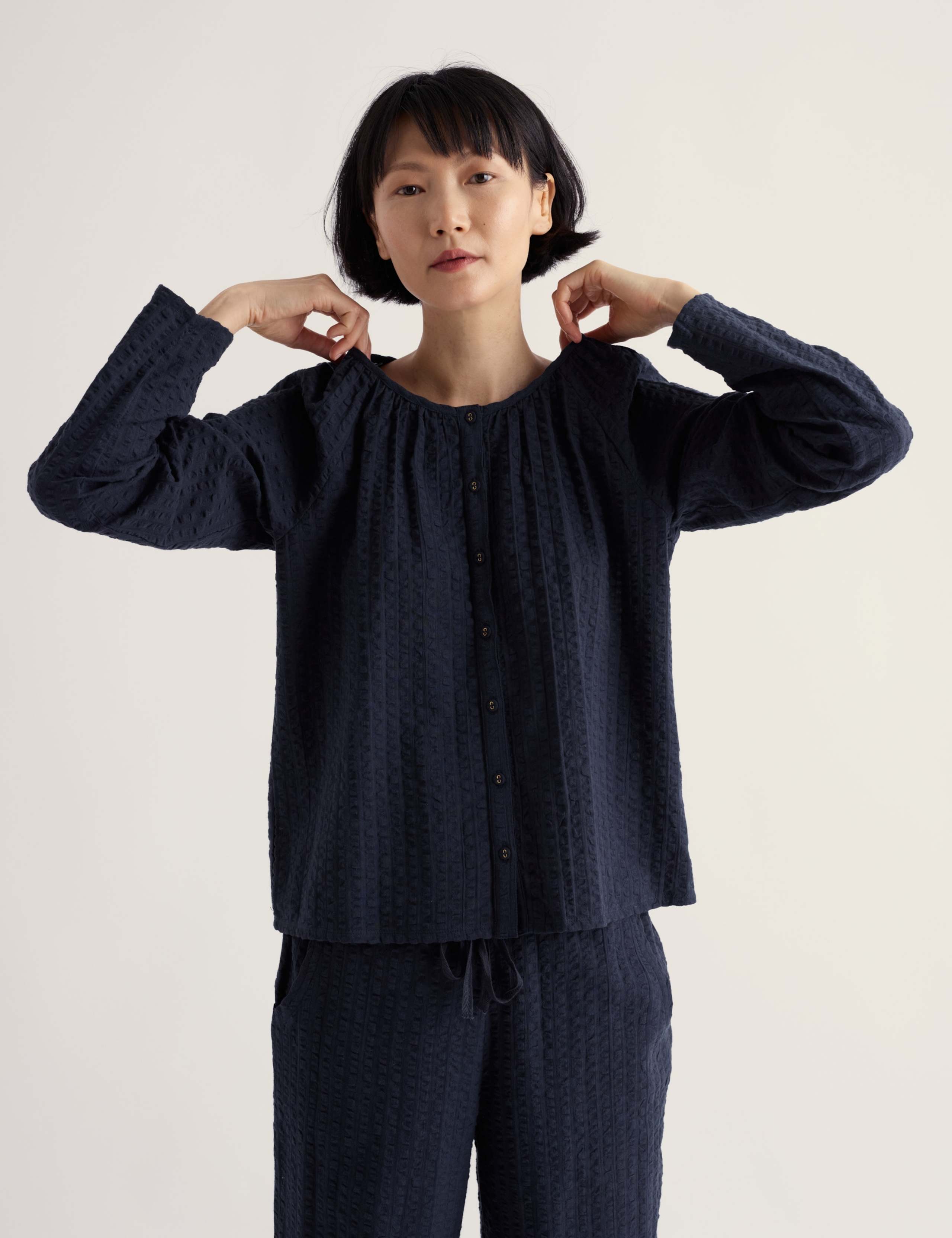 Pure Cotton Textured Pyjama Set 7 of 7