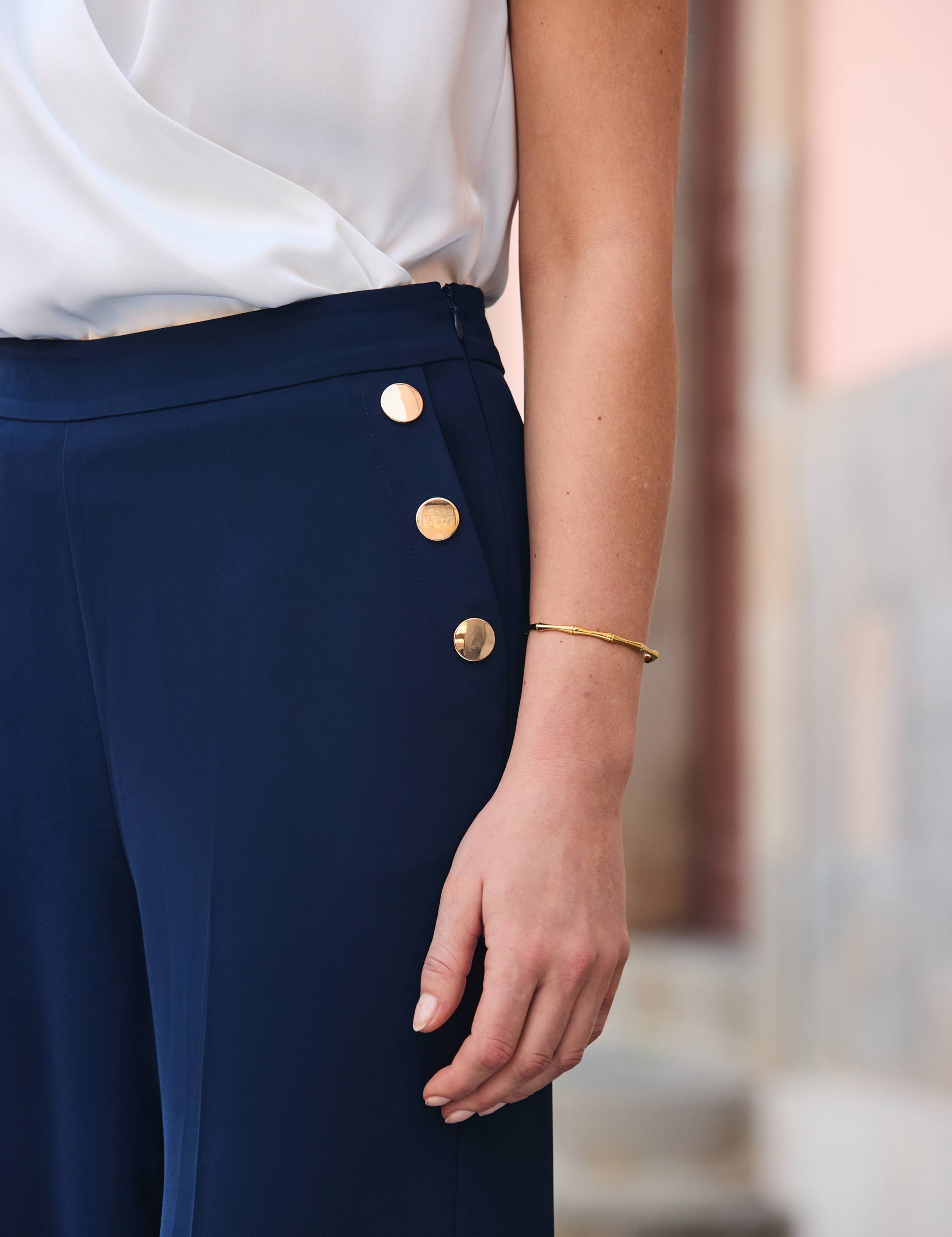 Button Detail Wide Leg Trousers 4 of 4