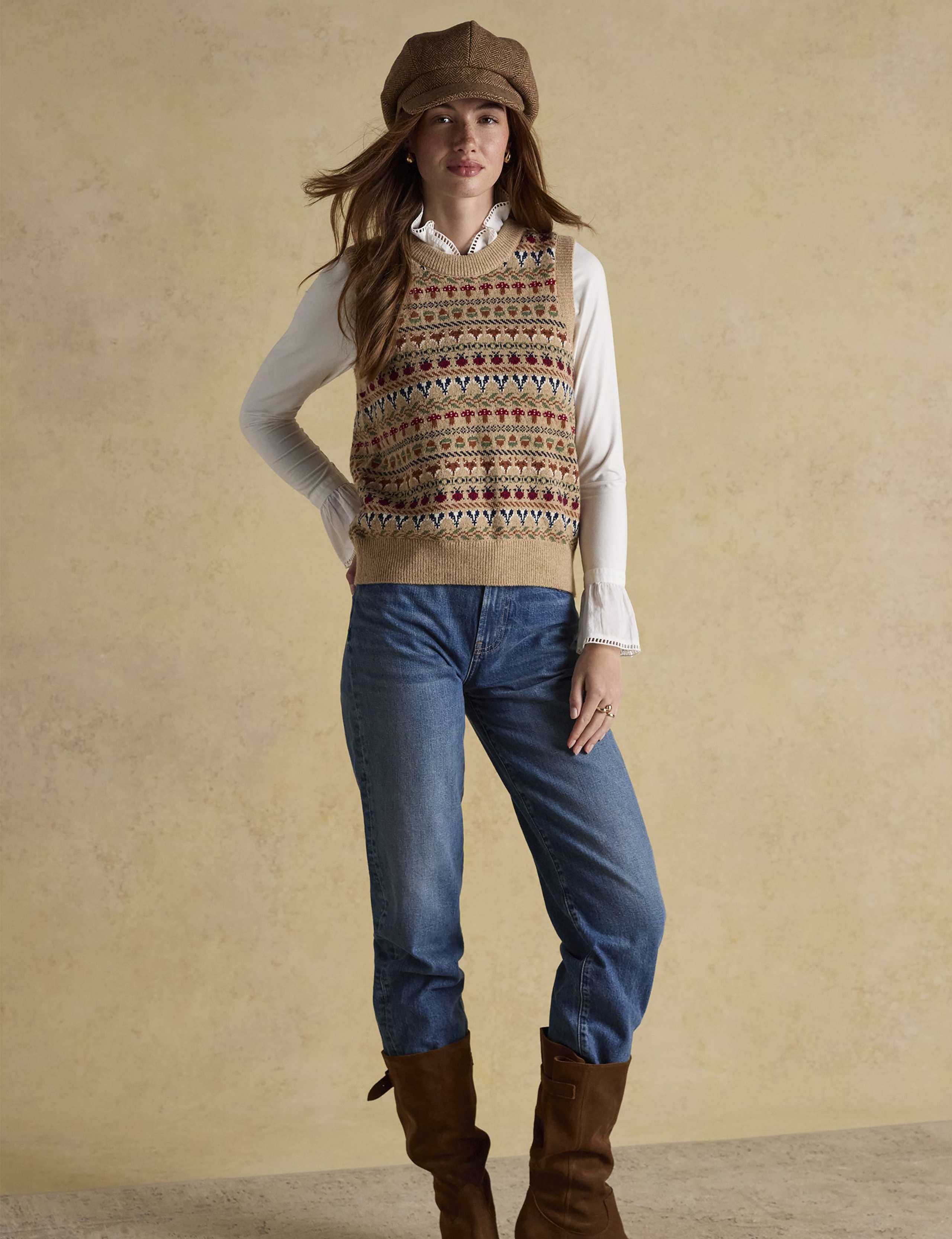 Cotton Rich Fair Isle Crew Neck Knitted Vest 2 of 7