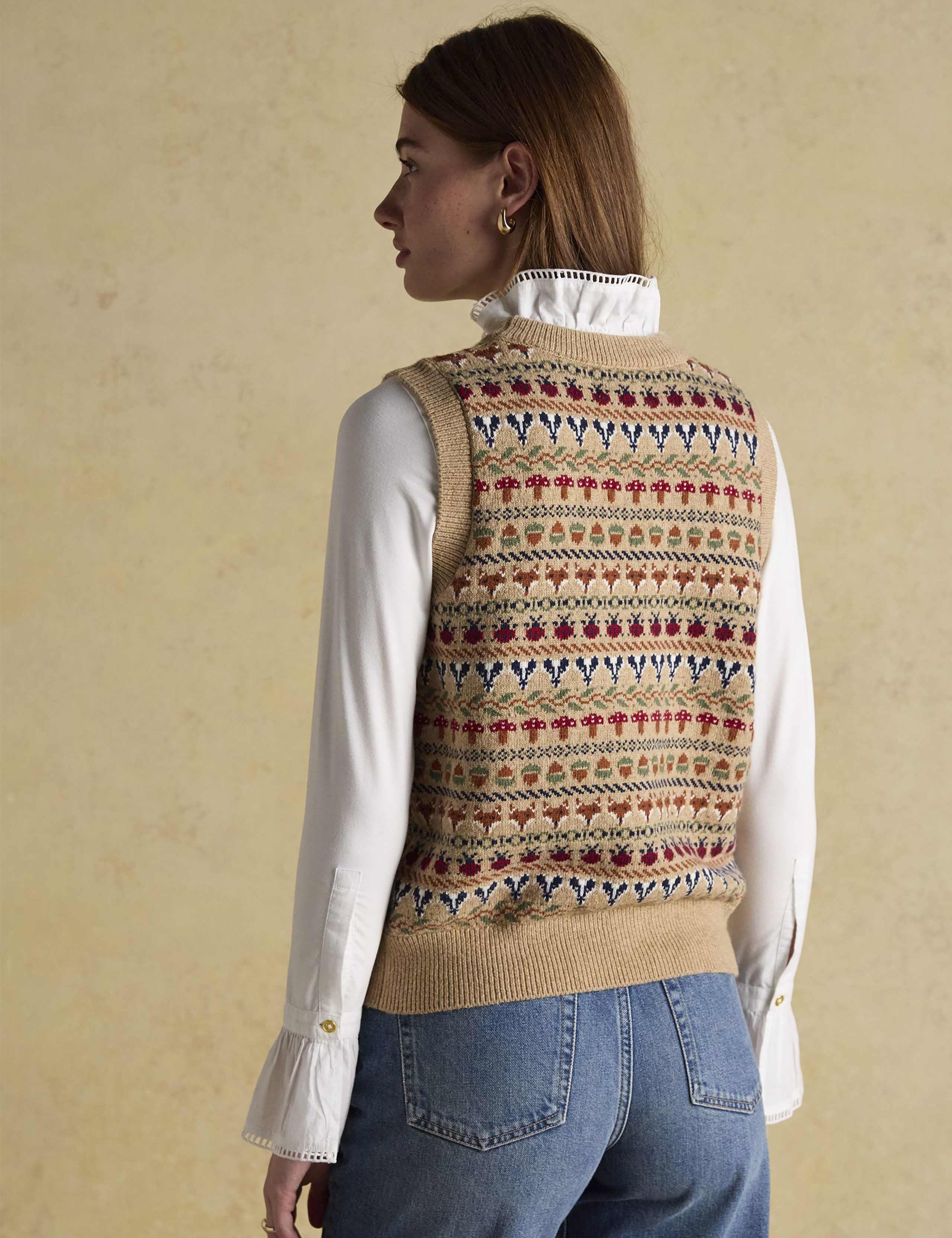 Cotton Rich Fair Isle Crew Neck Knitted Vest 3 of 7
