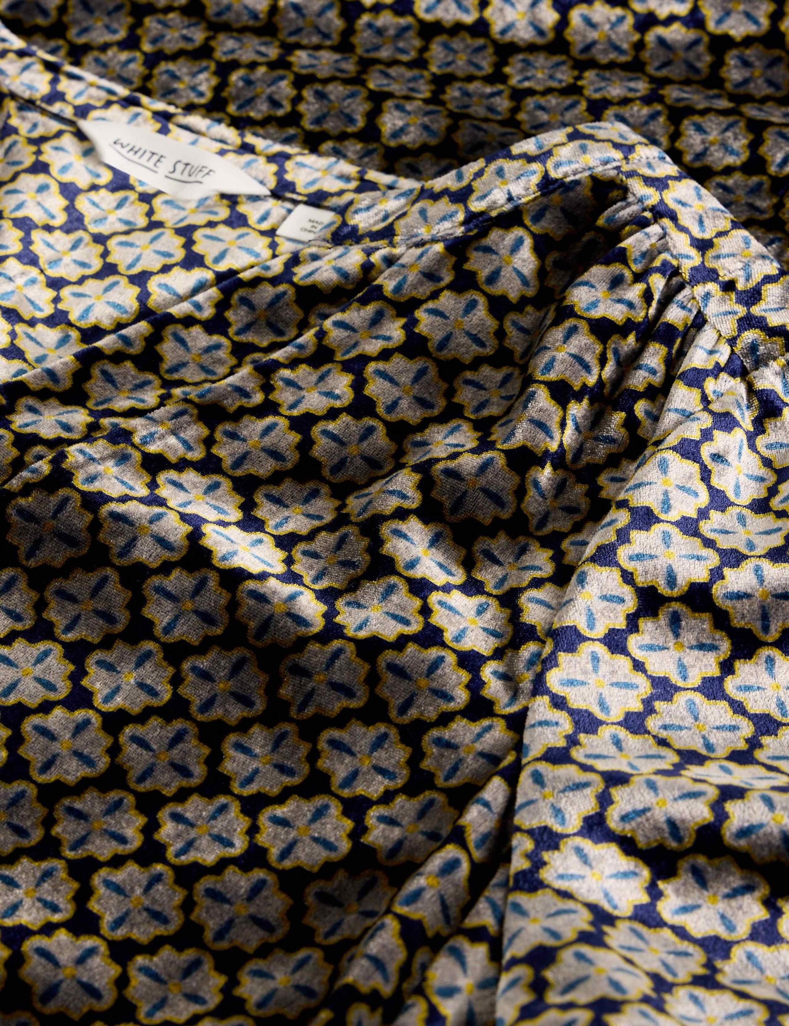 Velvet V-Neck Knee Length Shift Dress 5 of 6