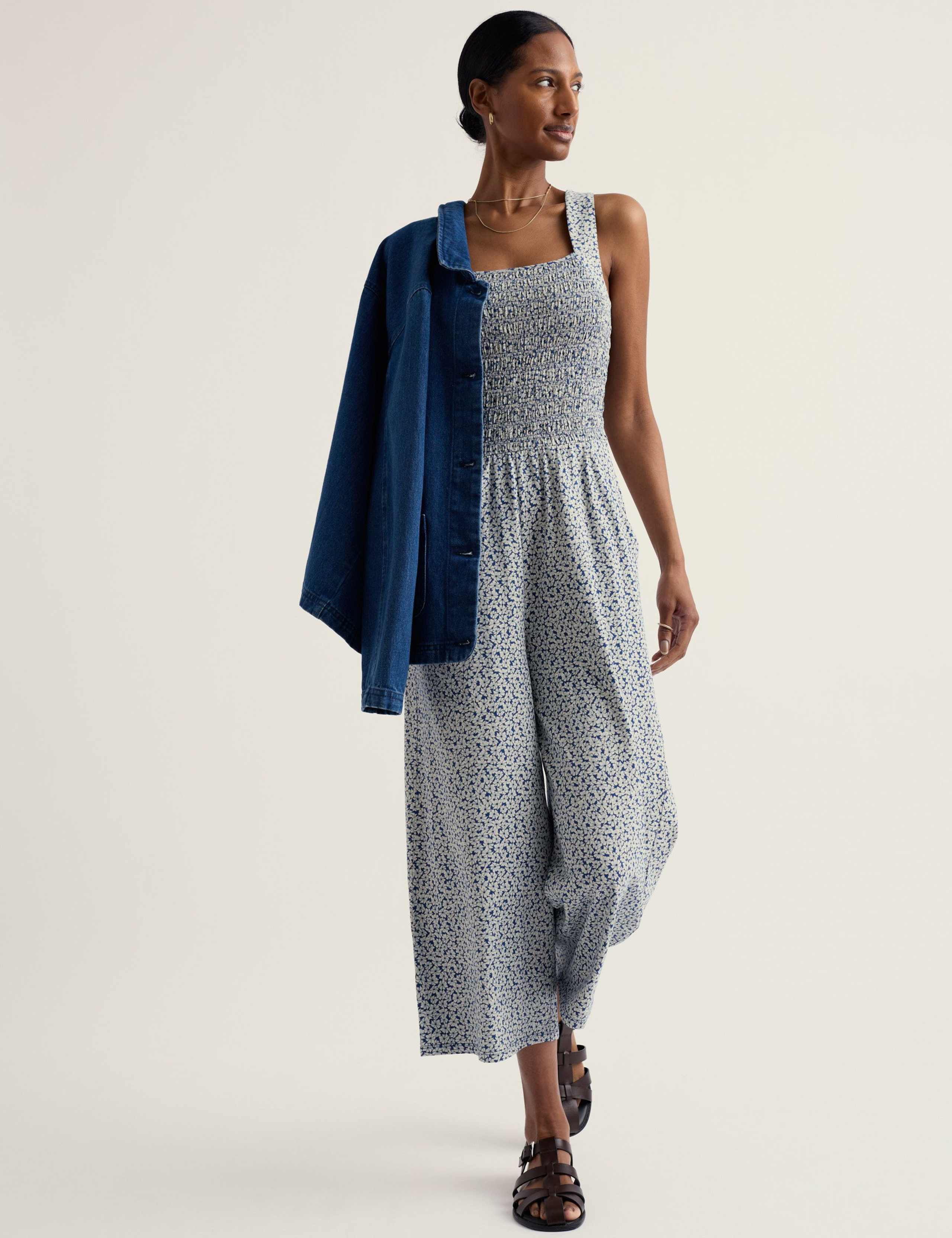 Cotton Rich Jersey Printed Cropped Jumpsuit 1 of 5