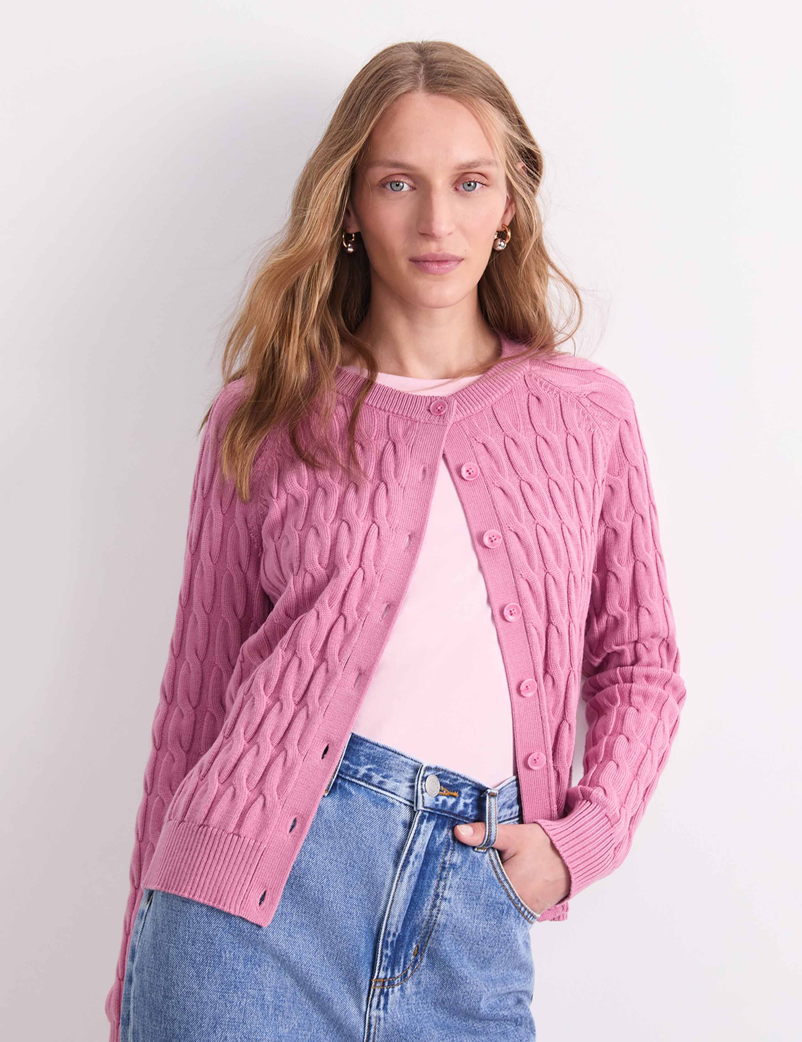 Pure Merino Wool Cable Knit Cardigan 2 of 8