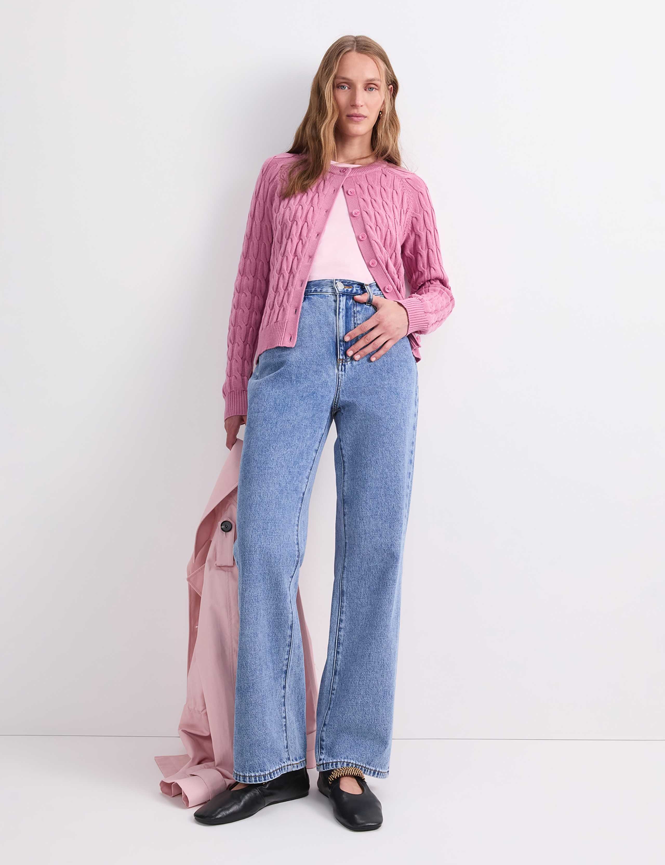 Pure Merino Wool Cable Knit Cardigan 3 of 8