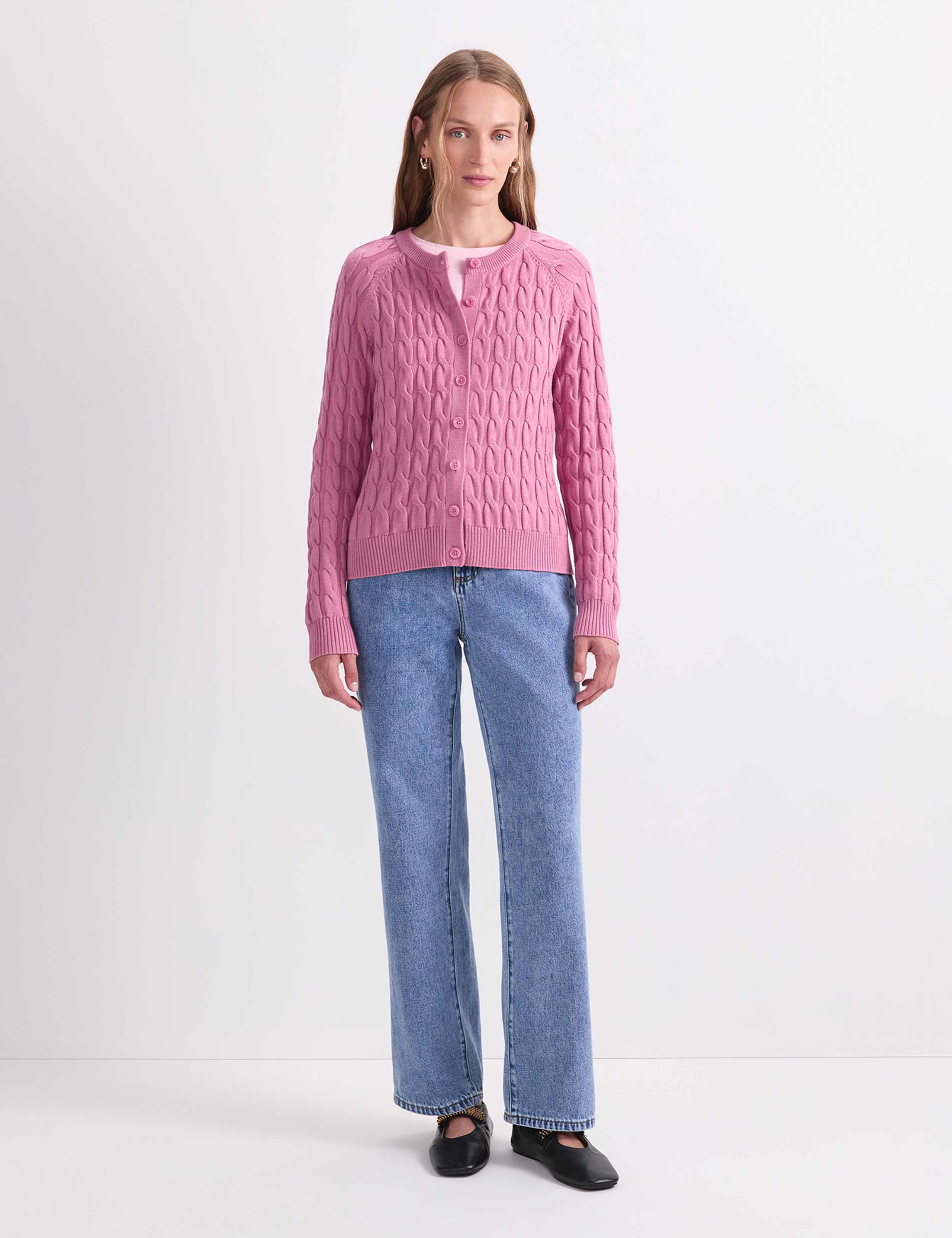 Pure Merino Wool Cable Knit Cardigan 4 of 8