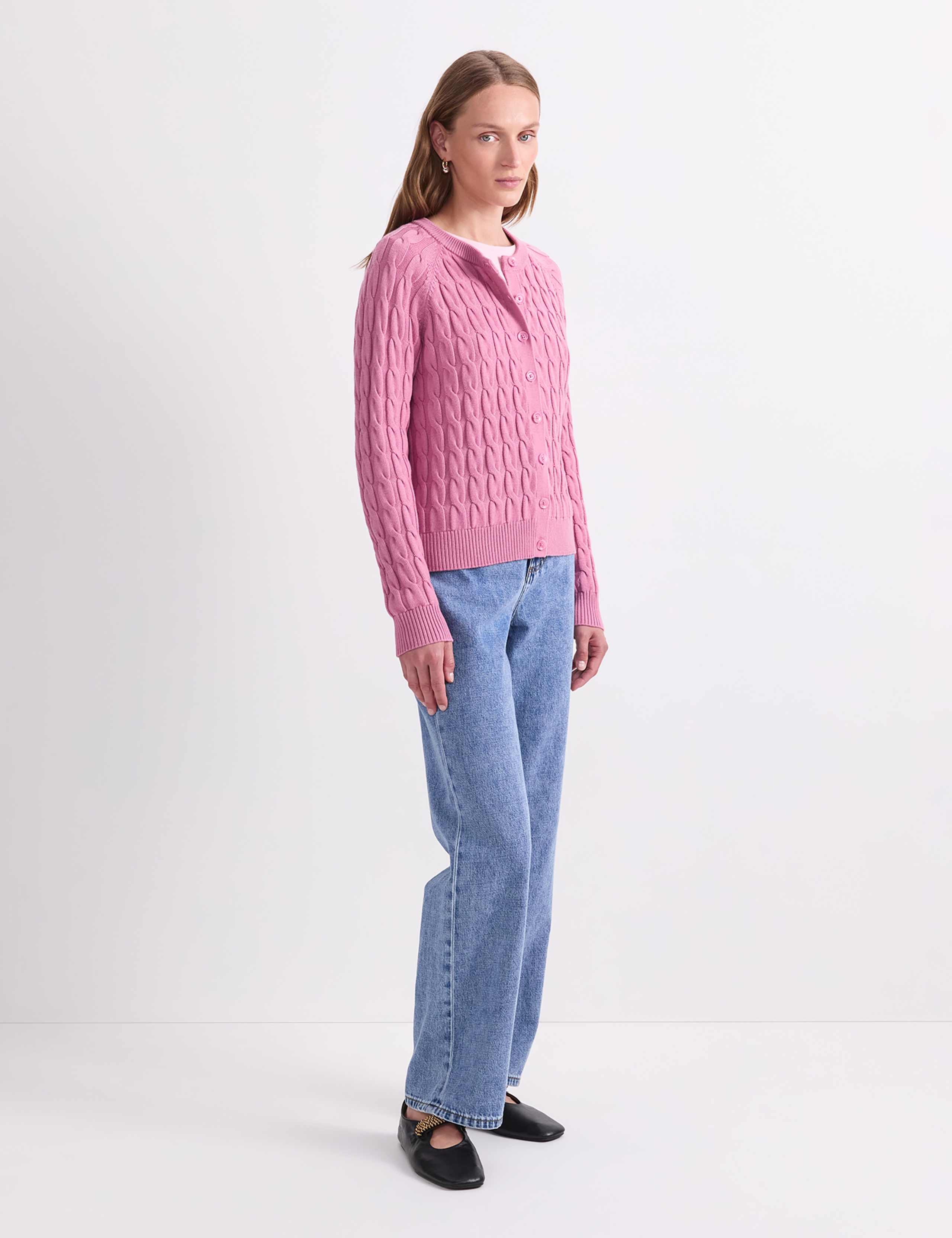 Pure Merino Wool Cable Knit Cardigan 5 of 8