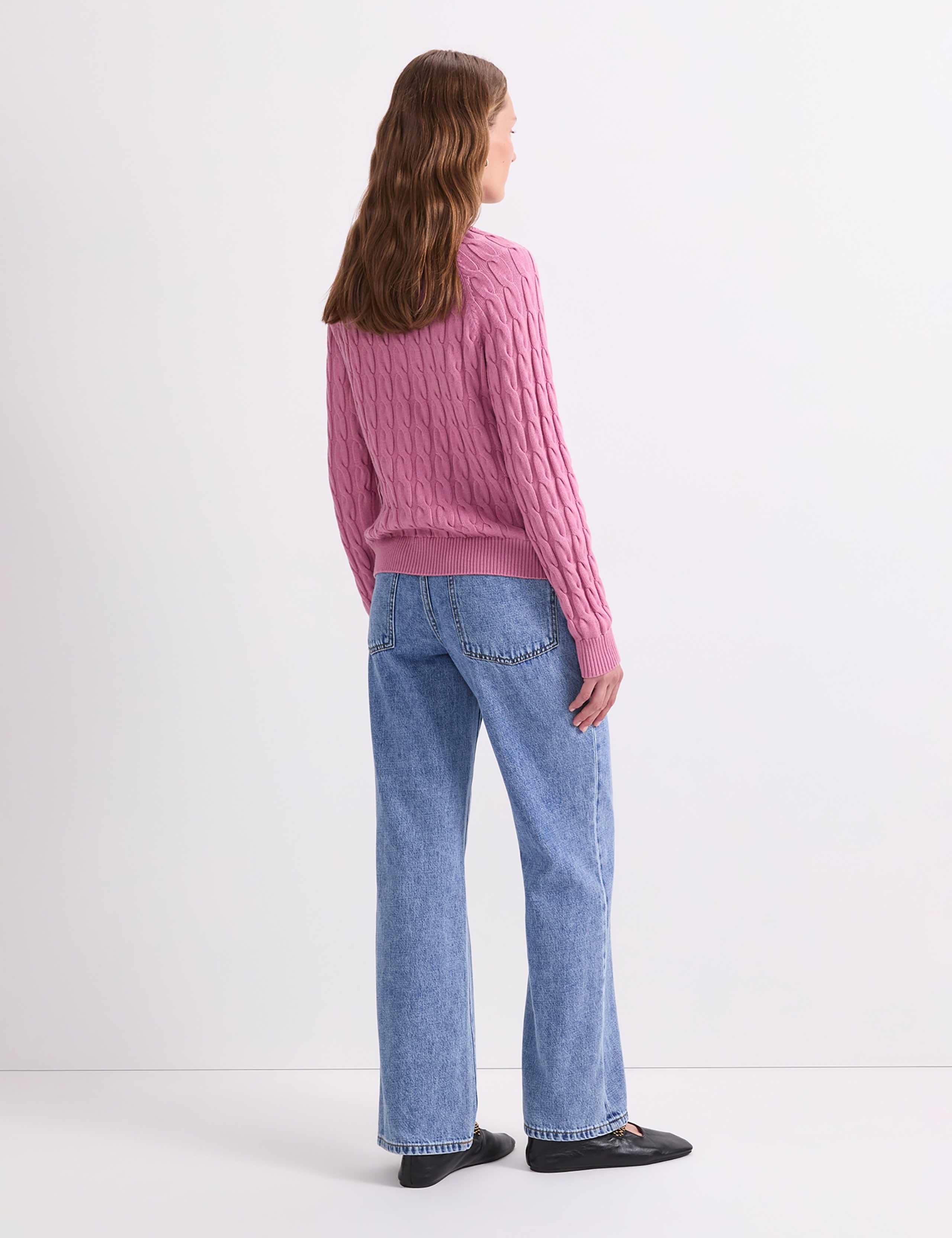 Pure Merino Wool Cable Knit Cardigan 6 of 8