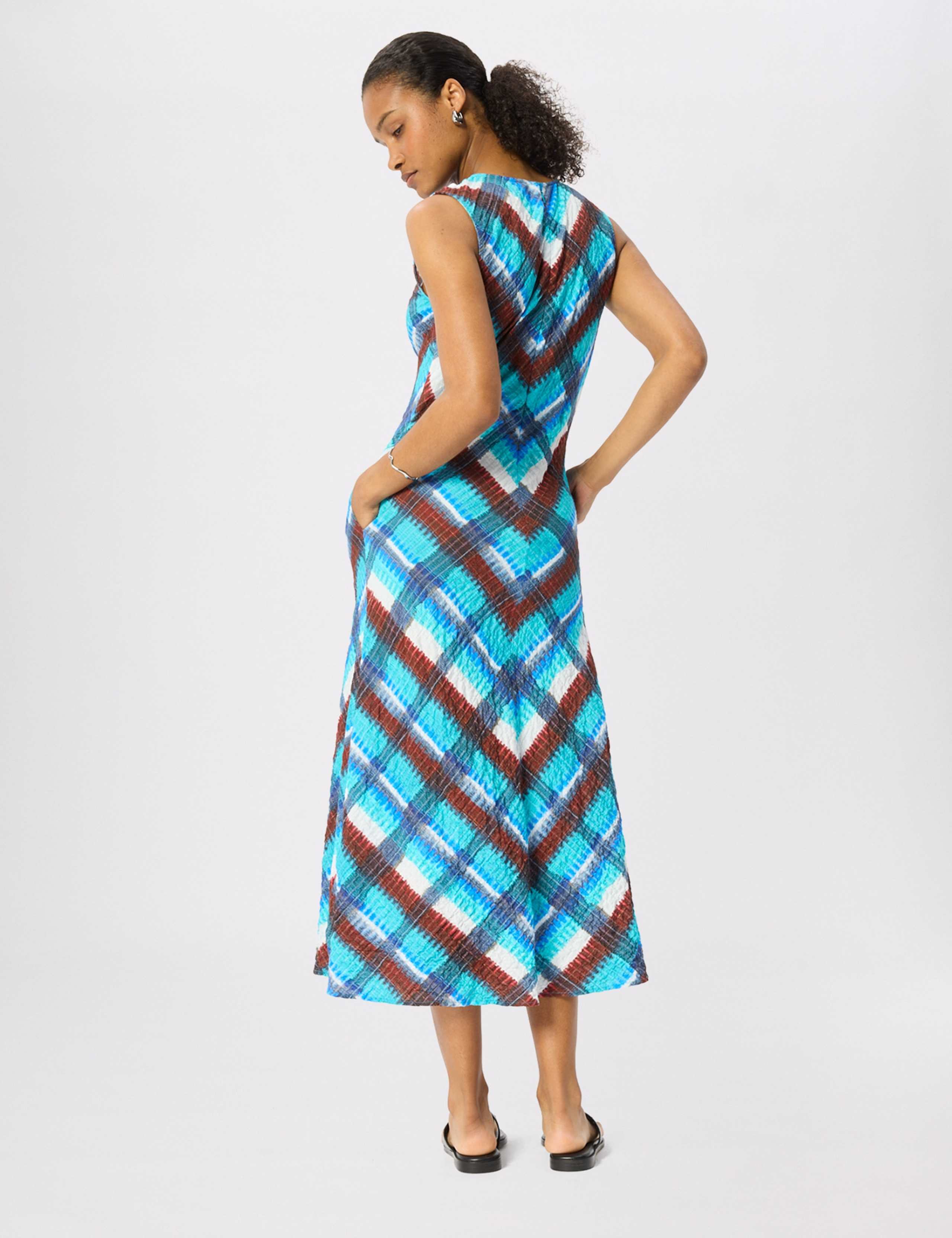 Cotton Rich Chevron Check V-Neck Midi Dress 3 of 7