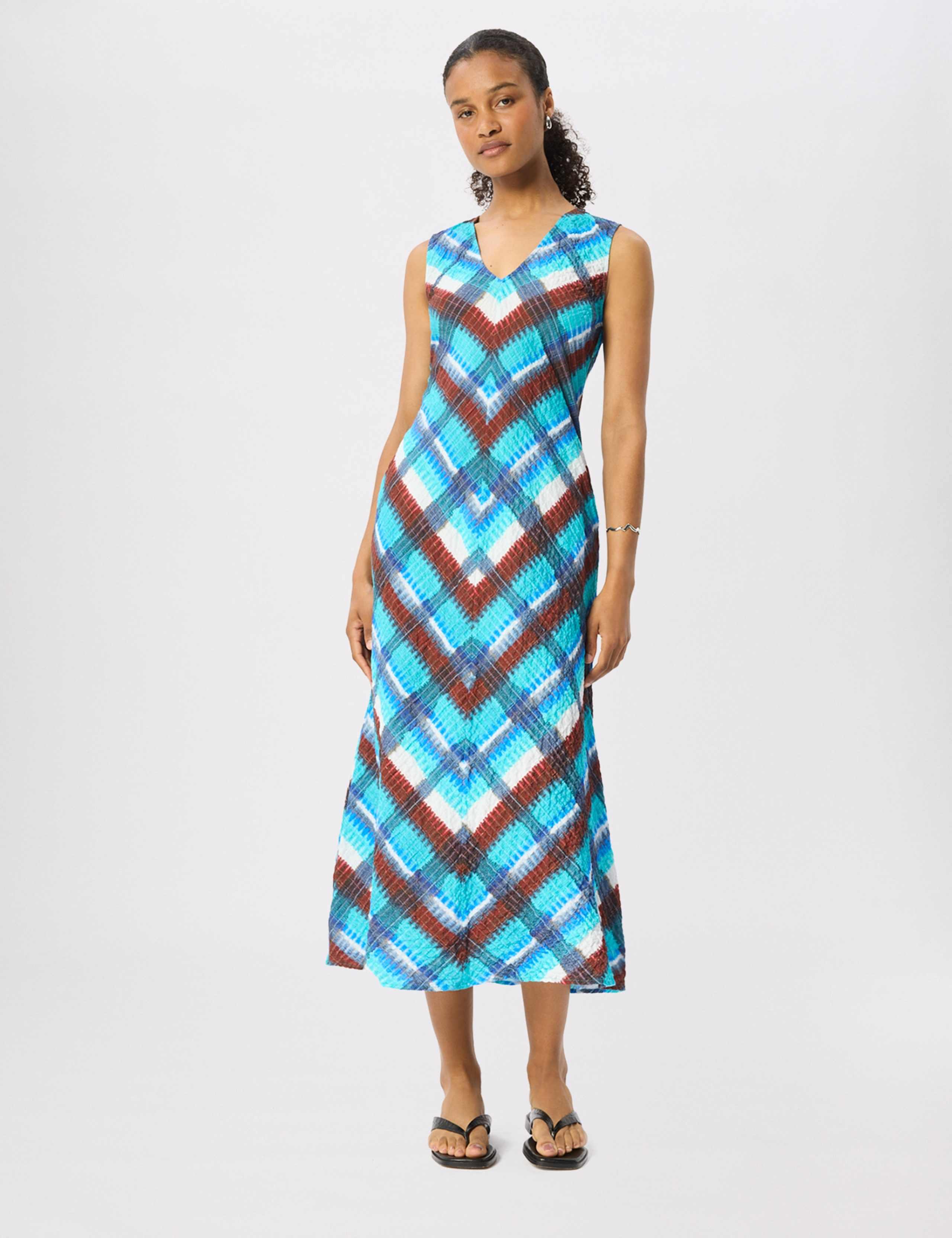 Cotton Rich Chevron Check V-Neck Midi Dress 6 of 7