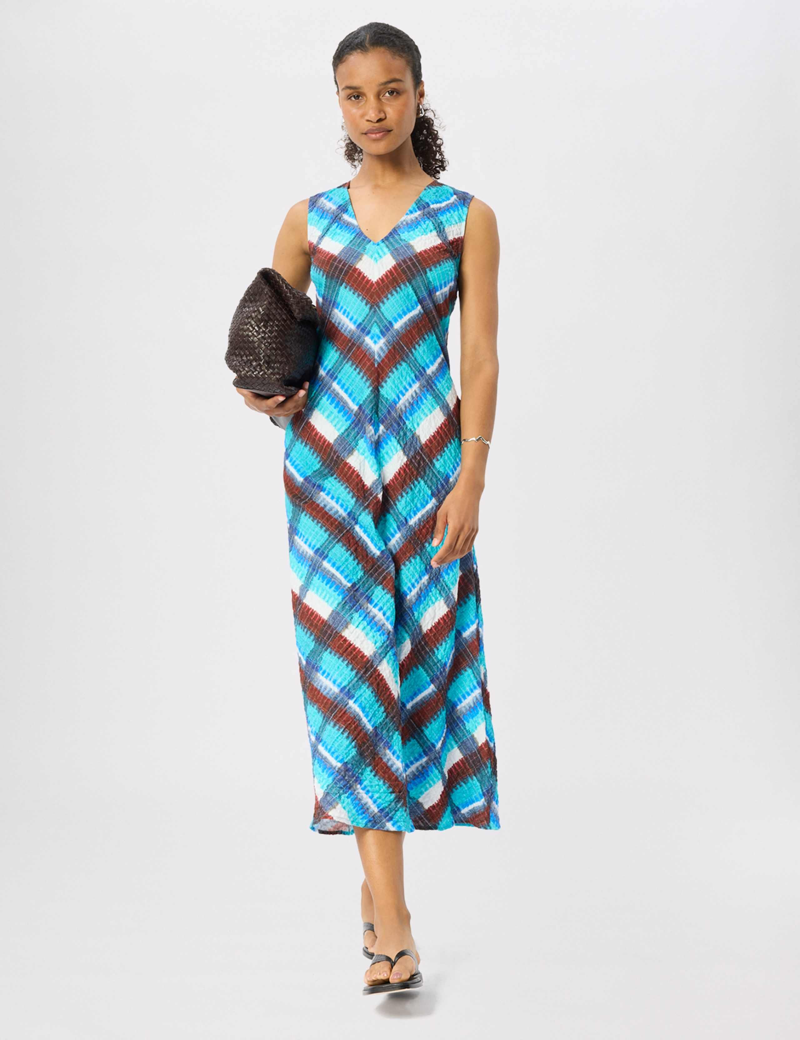 Cotton Rich Chevron Check V-Neck Midi Dress 7 of 7