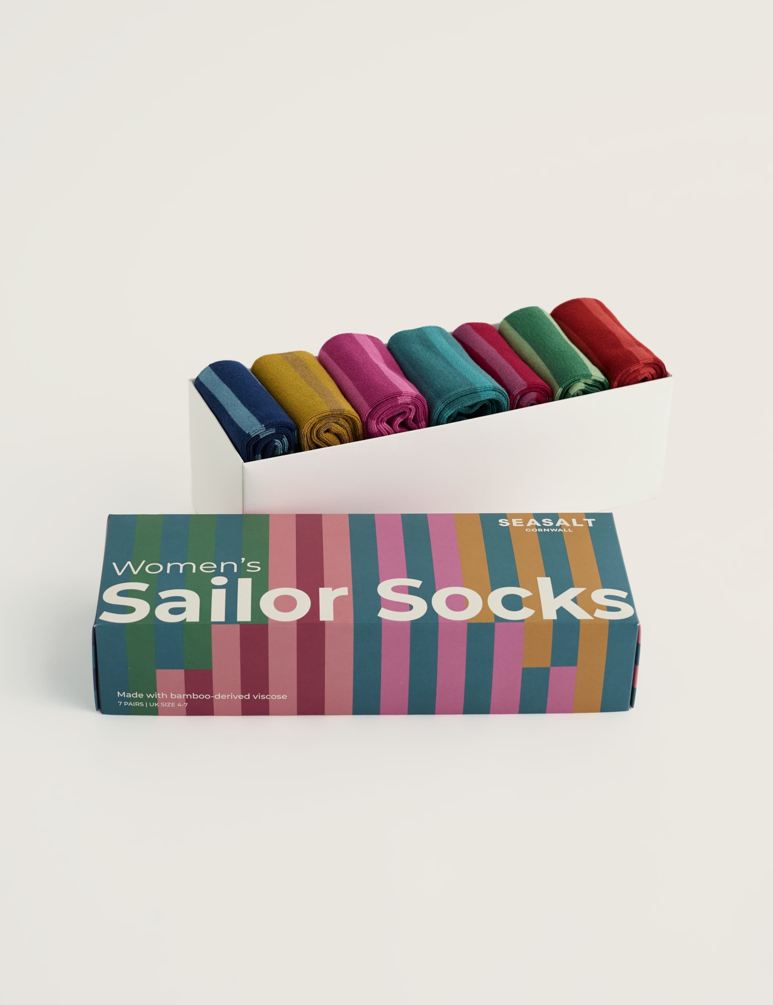 7 Pack Striped Ankle High Socks 1 of 3