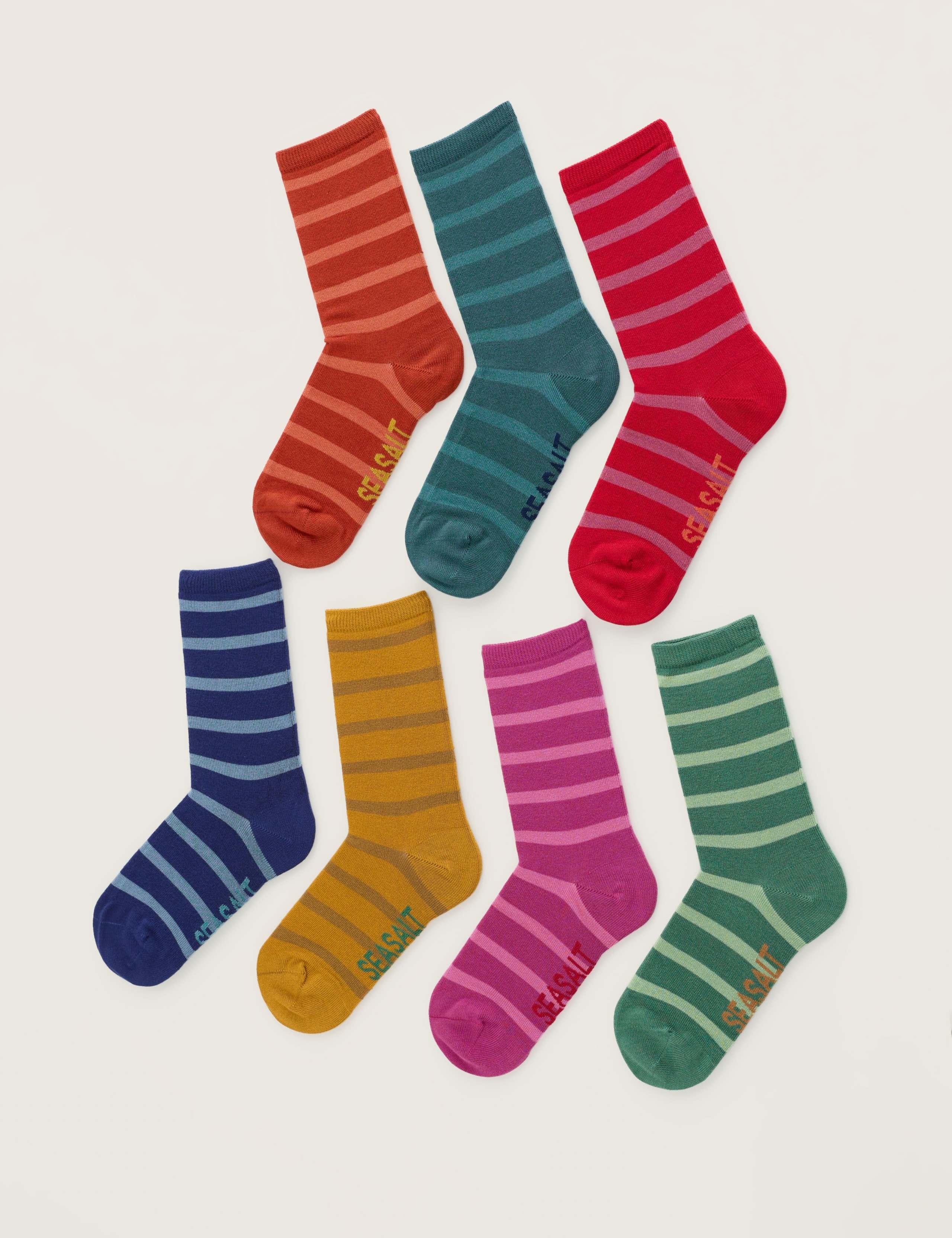 7 Pack Striped Ankle High Socks 2 of 3