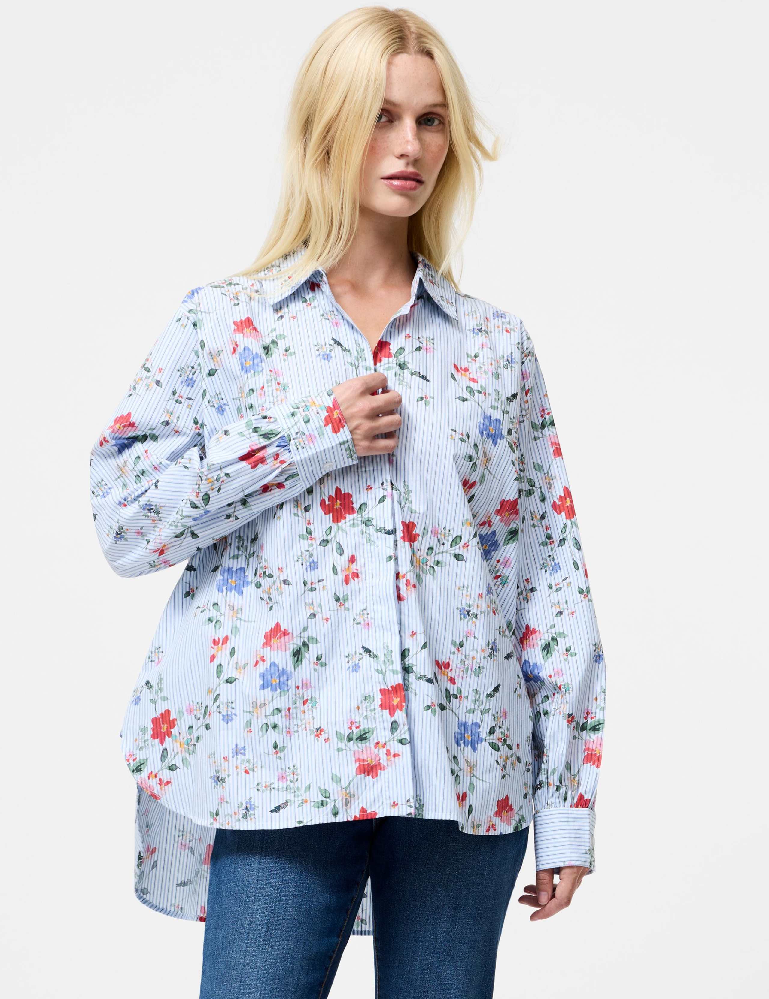 Pure Cotton Floral Collared Shirt 3 of 3