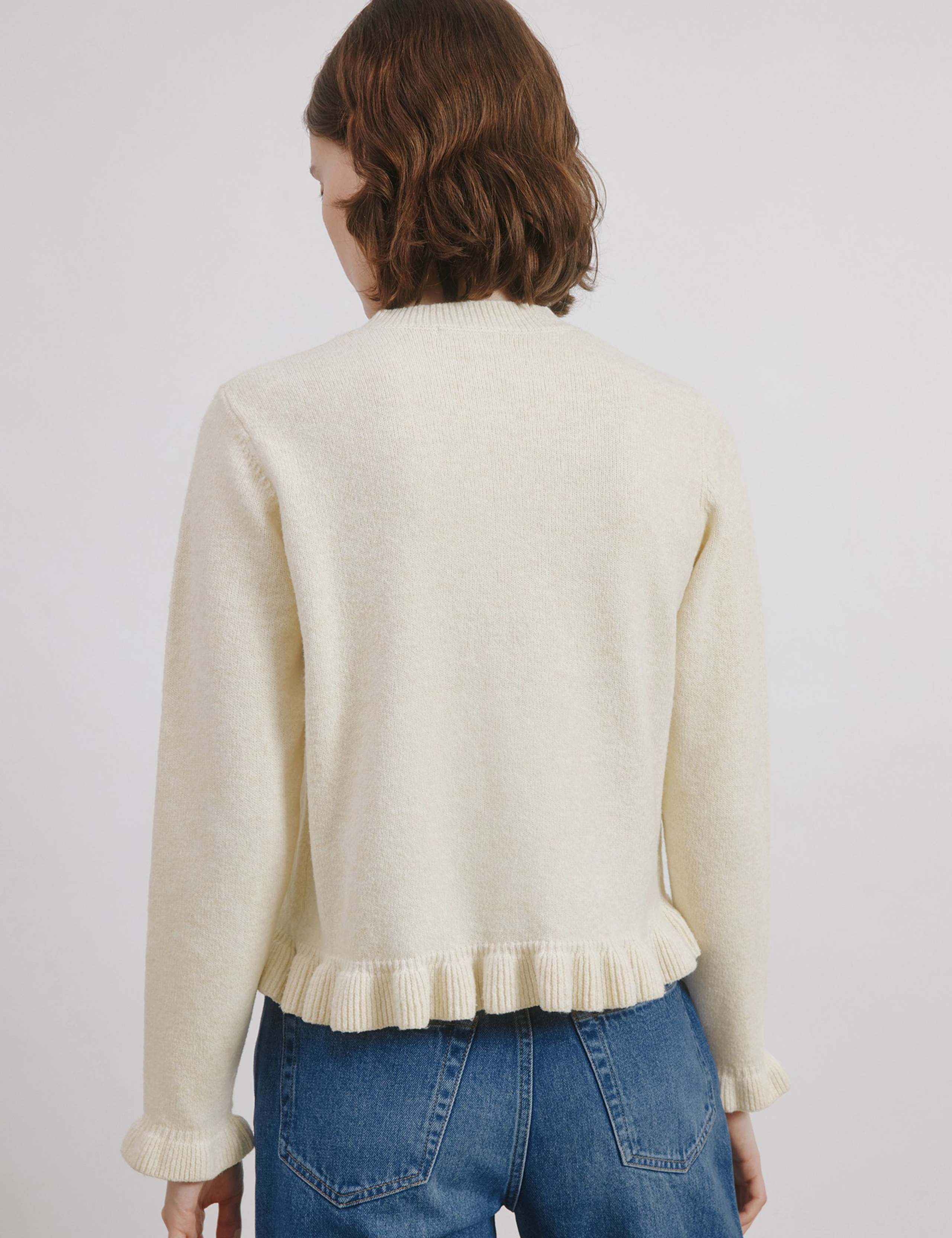 Frill Button Through Cardigan with Wool 3 of 4