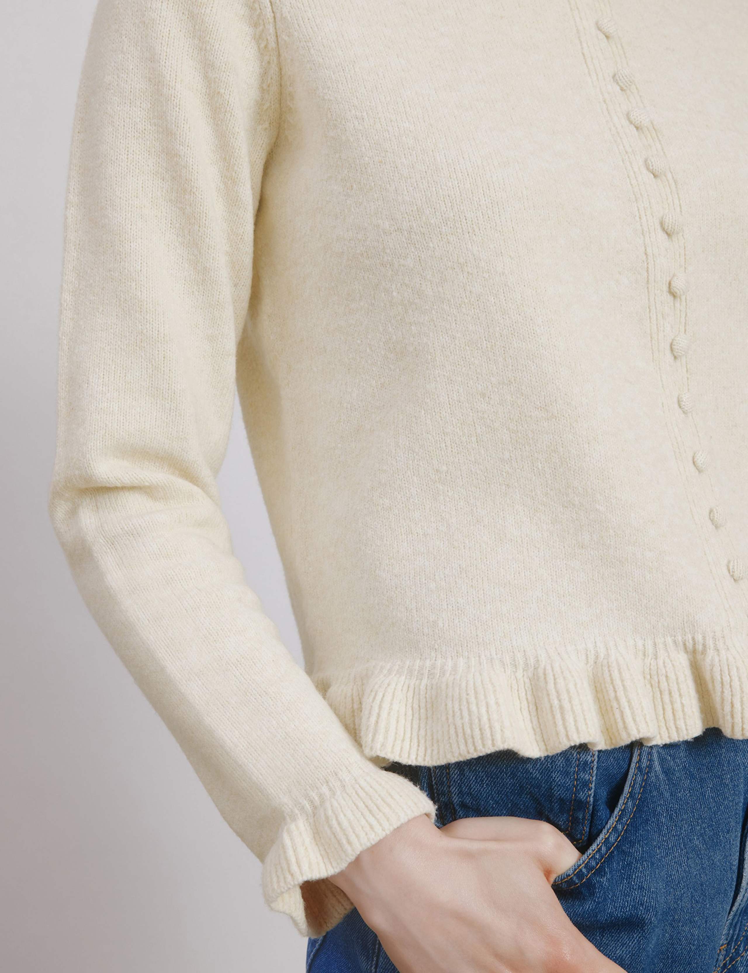 Frill Button Through Cardigan with Wool 4 of 4