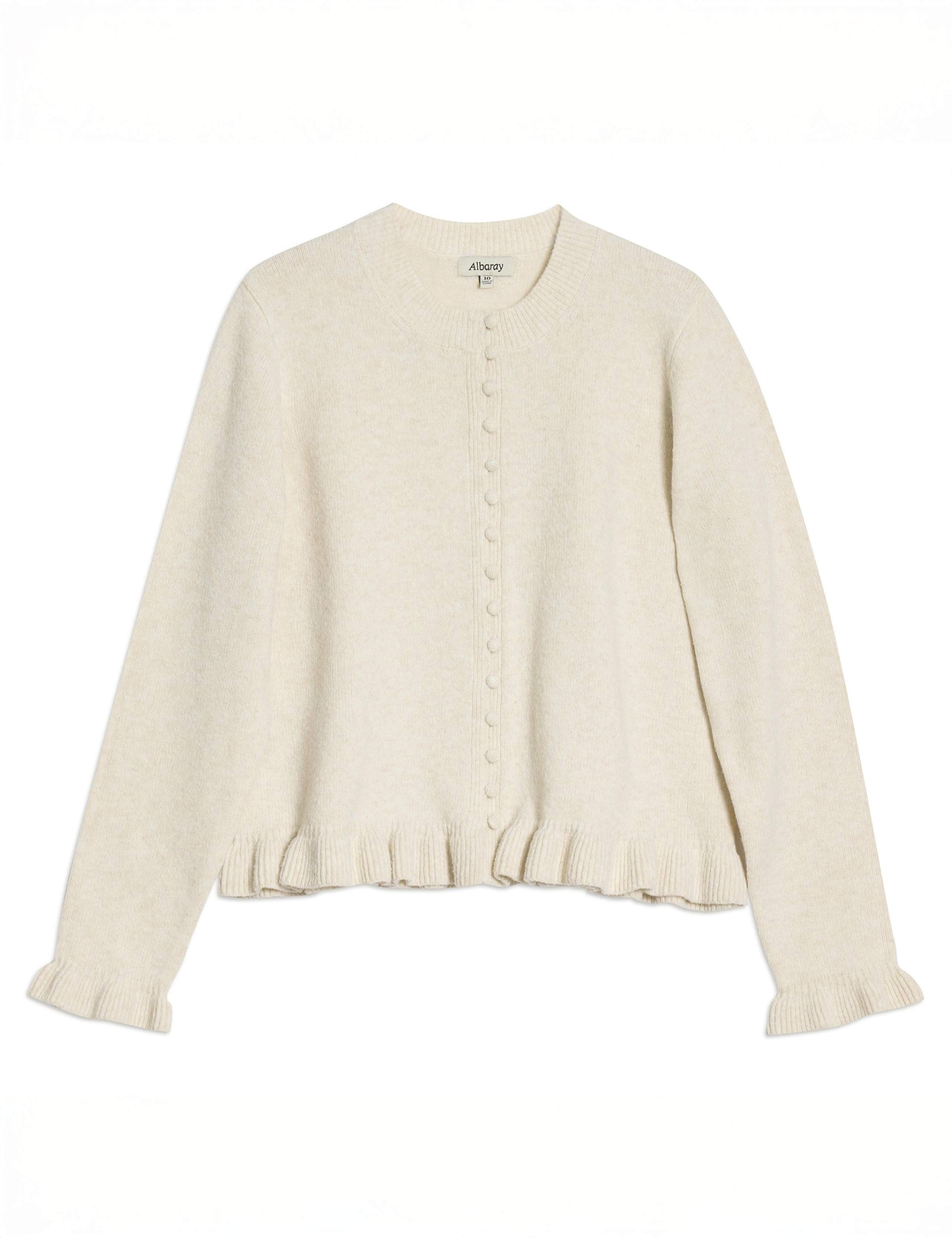 Frill Button Through Cardigan with Wool 2 of 4