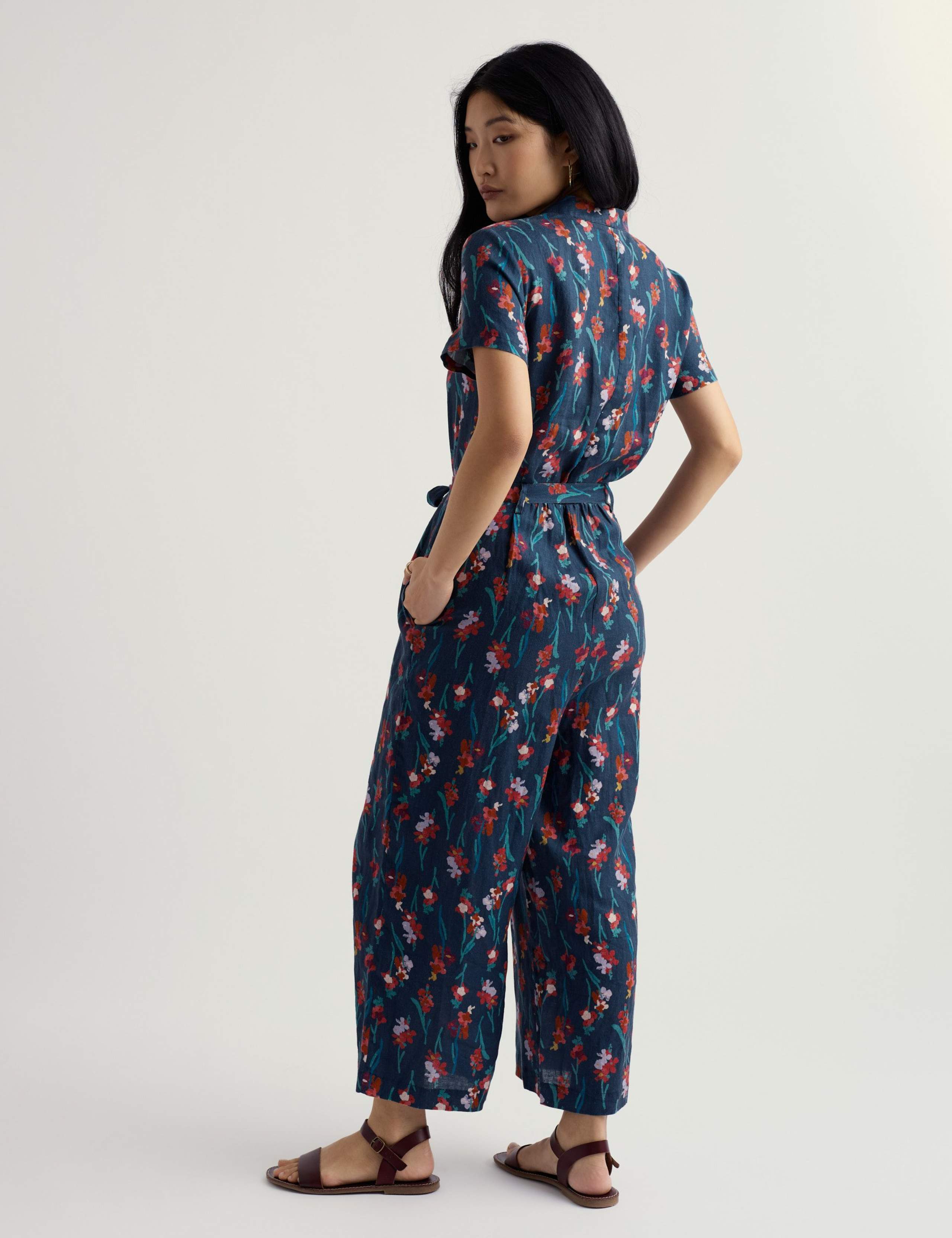 Pure Linen Floral Jumpsuit 3 of 5